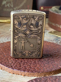 Blackbeard Jolly Roger Filigree | 5 Side Engraved | Brass Armor Zippo