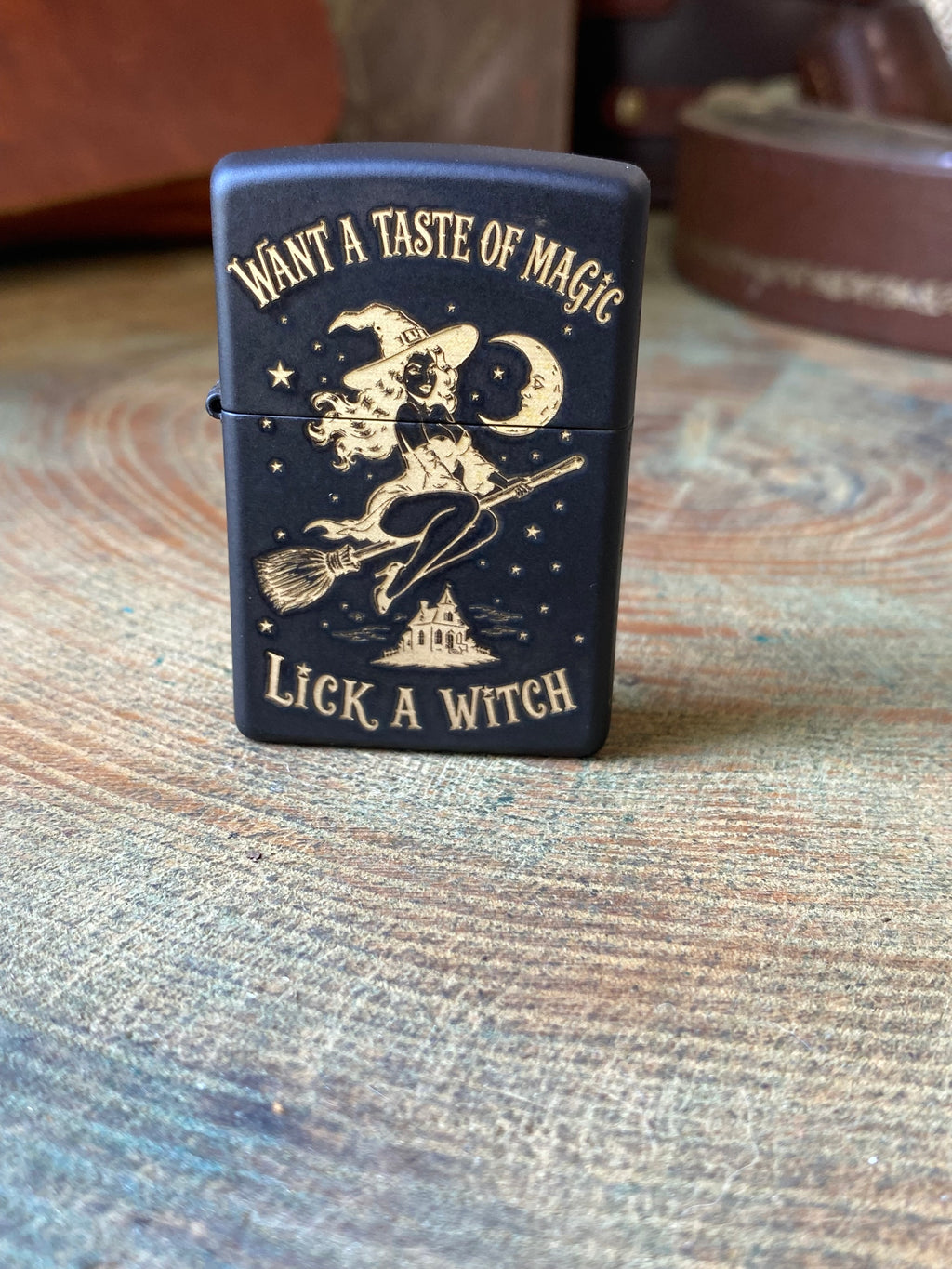 Lick a Witch Pinup | Halloween Exclusive | 4 Side | Matte Black Zippo