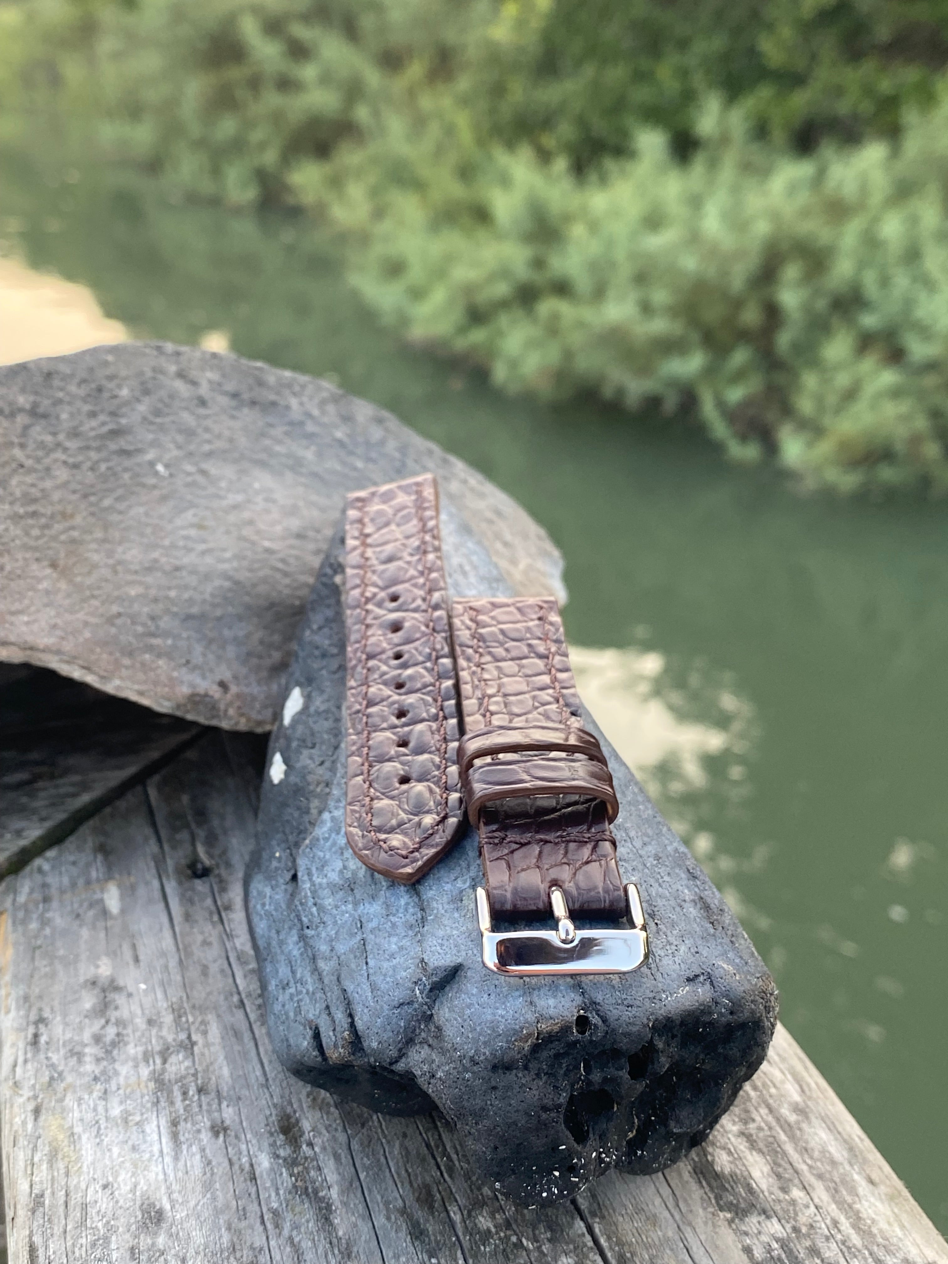 Pickens Watch Strap | American Alligator | Tobacco Stripe
