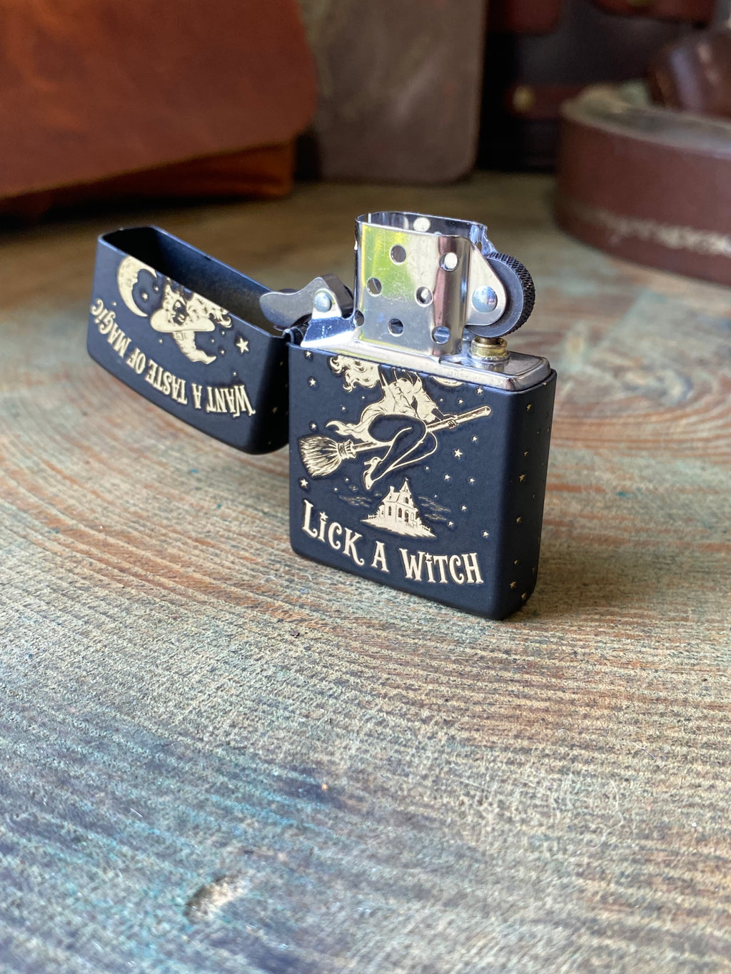Lick a Witch Pinup | Halloween Exclusive | 4 Side | Matte Black Zippo