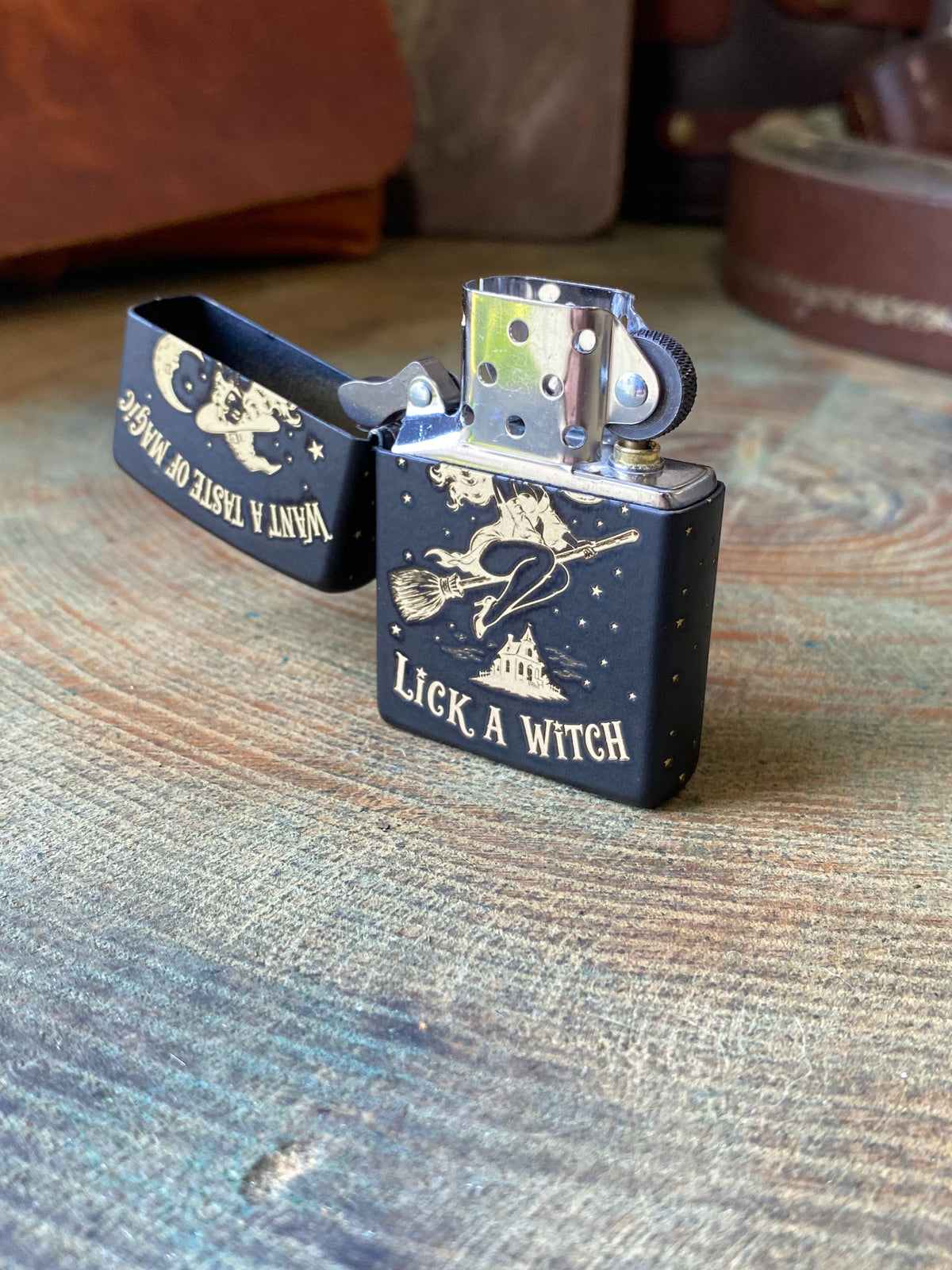 Lick a Witch Pinup | Halloween Exclusive | 4 Side | Matte Black Zippo