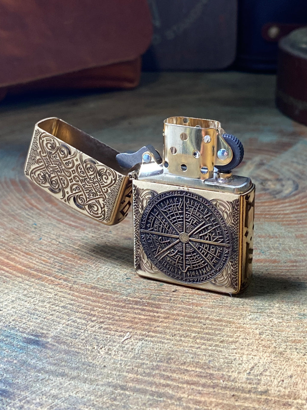 Norse Wayfinder | 4 Side Engraved | Brass Armor Zippo