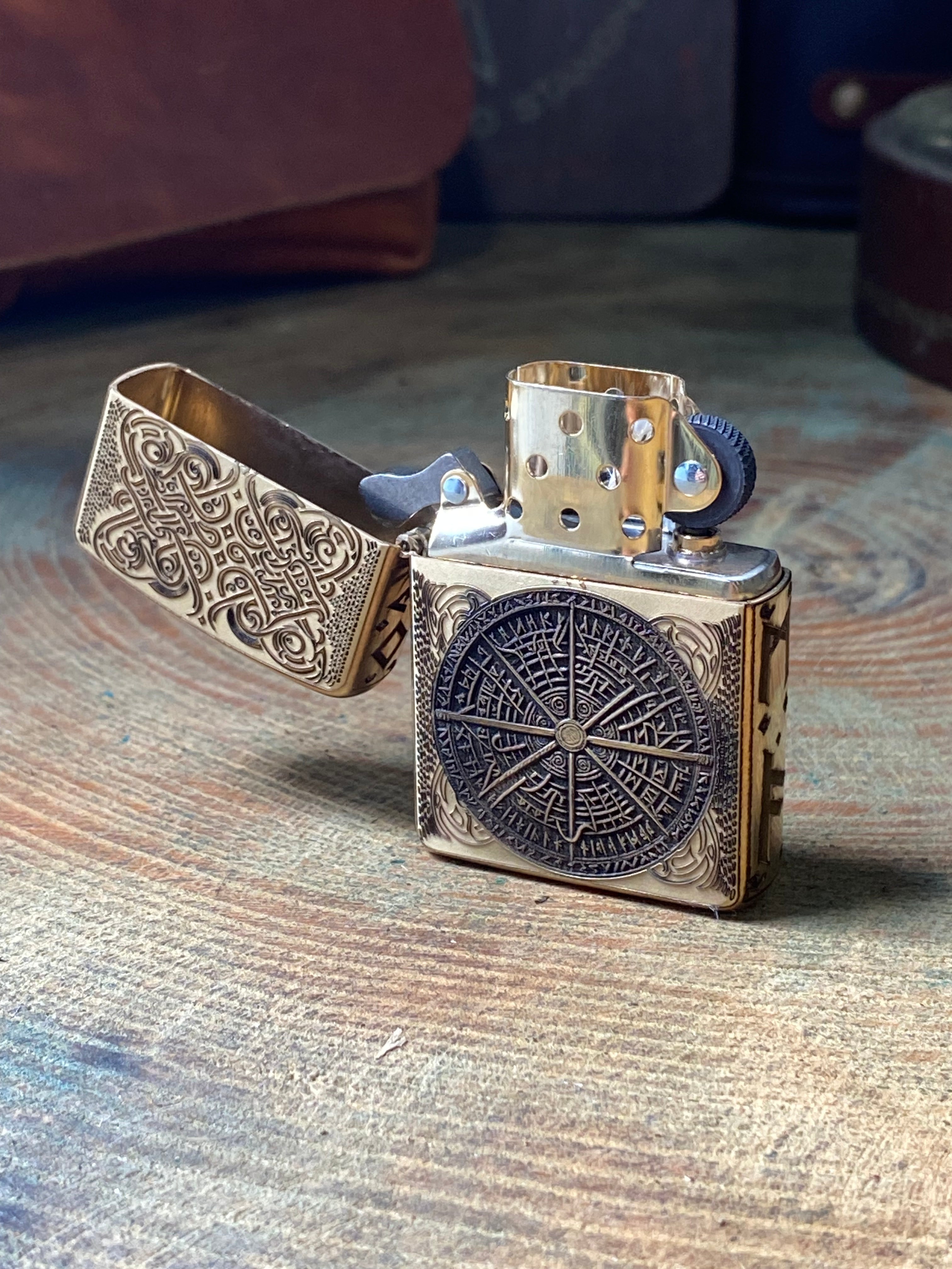 Norse Wayfinder | 4 Side Engraved | Brass Armor Zippo