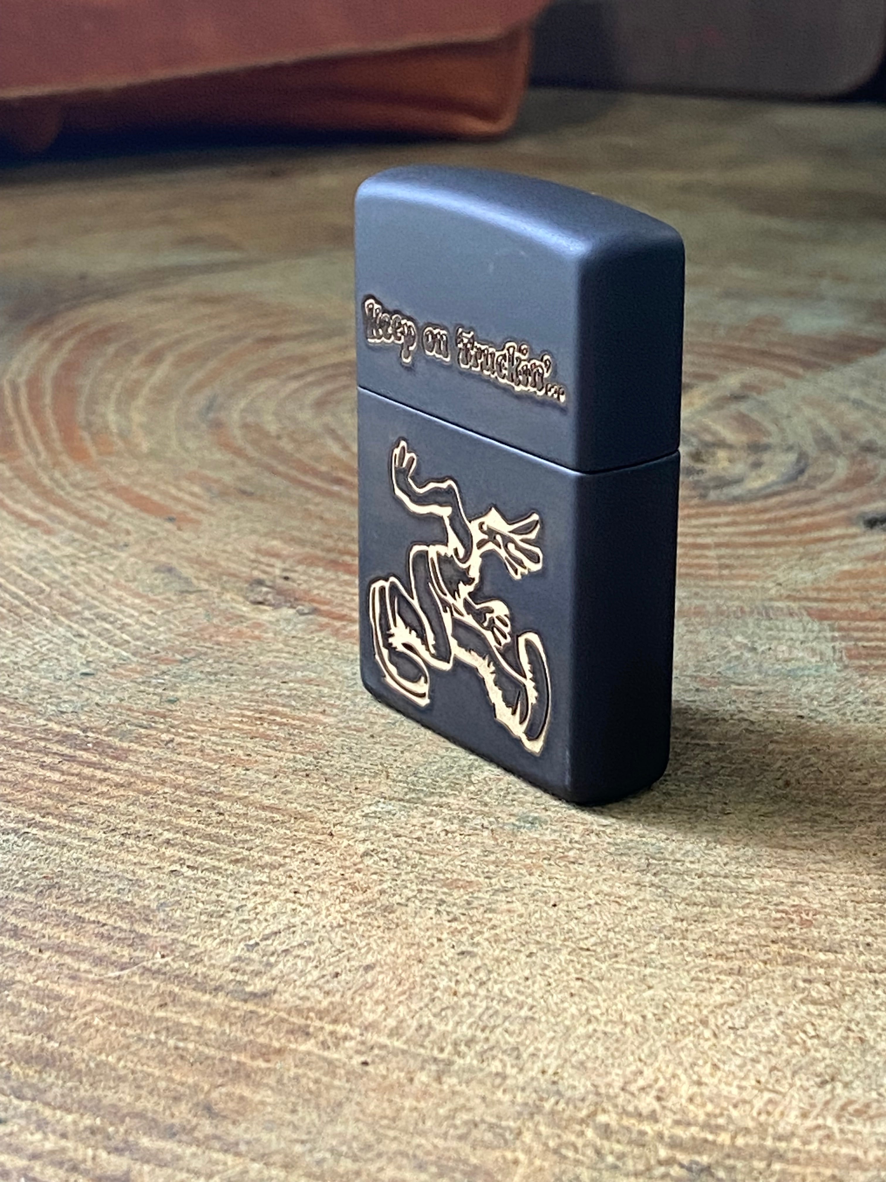 Keep on Truckin Custom Engraved Zippo Lighter | Black Matte | Made in USA |