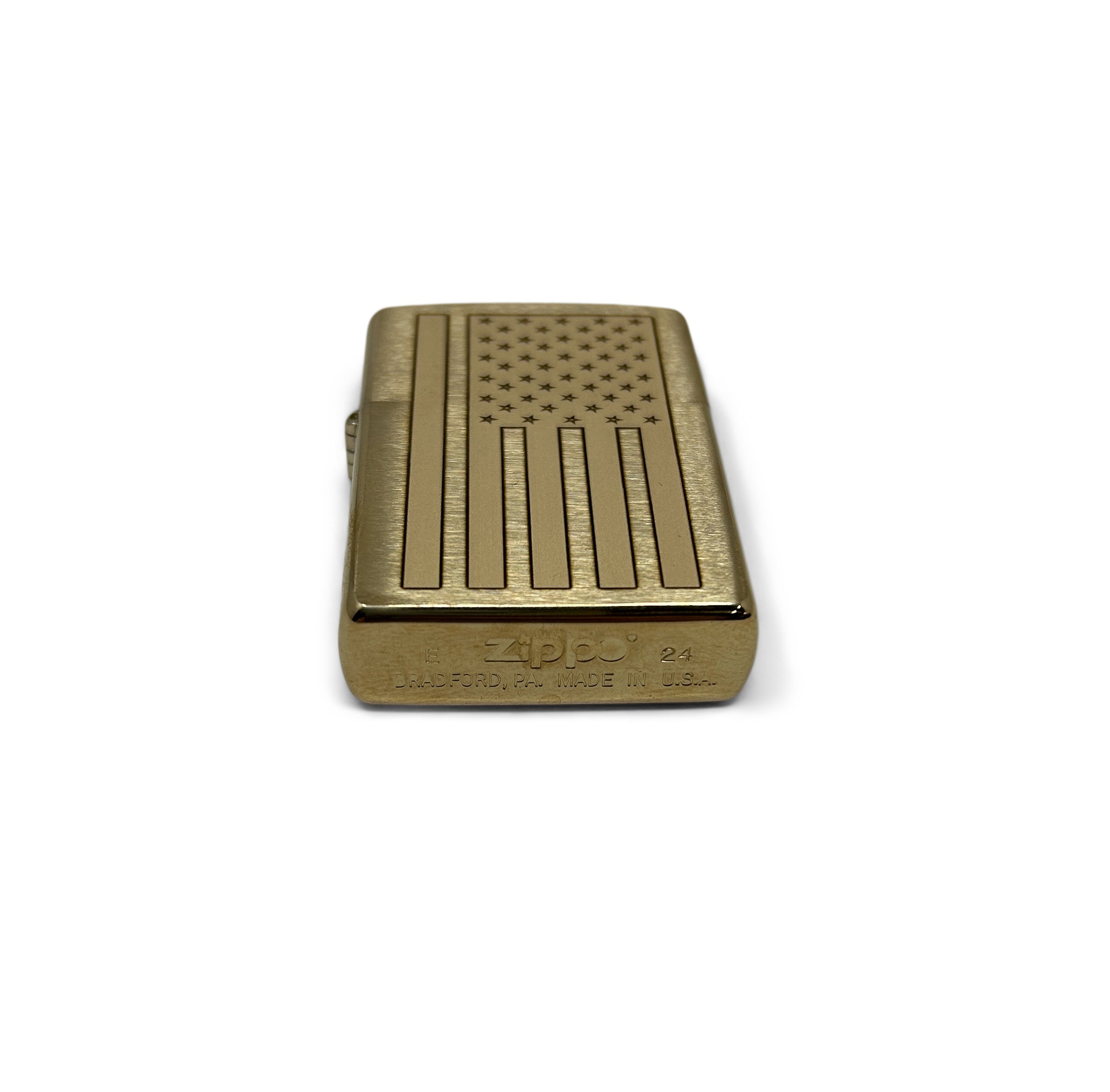 Engraved Brass Zippo Lighter | USA Flag | Made in the USA | Solid Brass - Defcon Supply Co