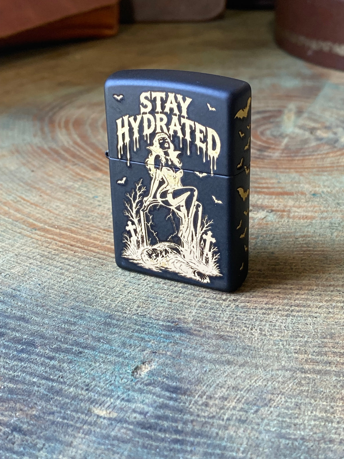 Stay Hydrated Pinup | Halloween Exclusive | 4 Side | Matte Black Zippo