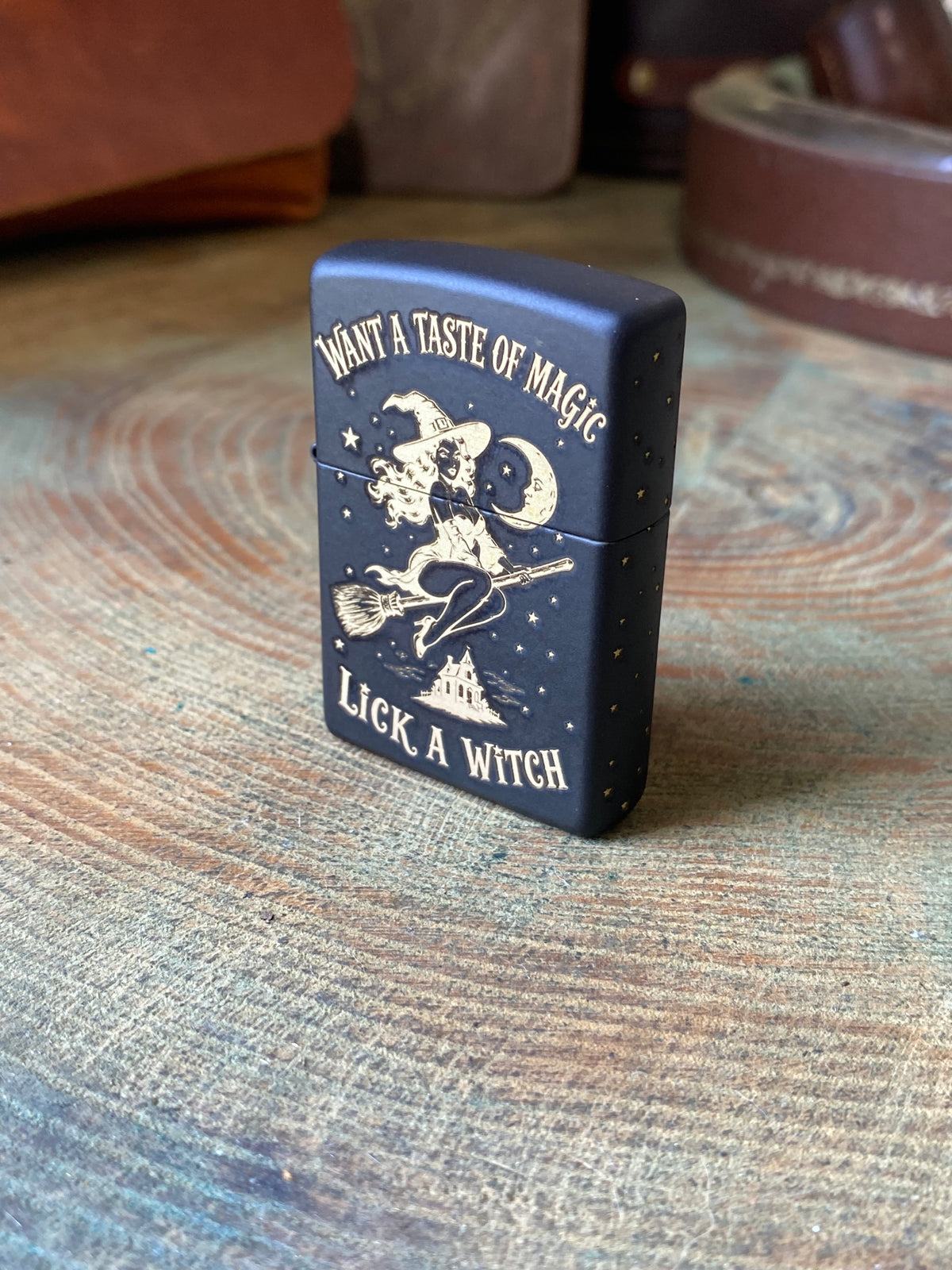 Lick a Witch Pinup | Halloween Exclusive | 4 Side | Matte Black Zippo
