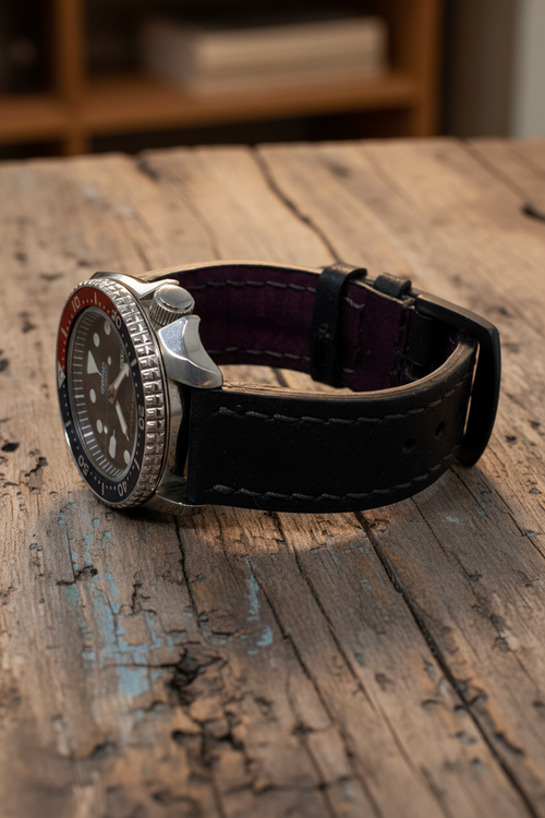 "Remus" | Premium Watch Strap | Italian Badalassi Carlo | Black