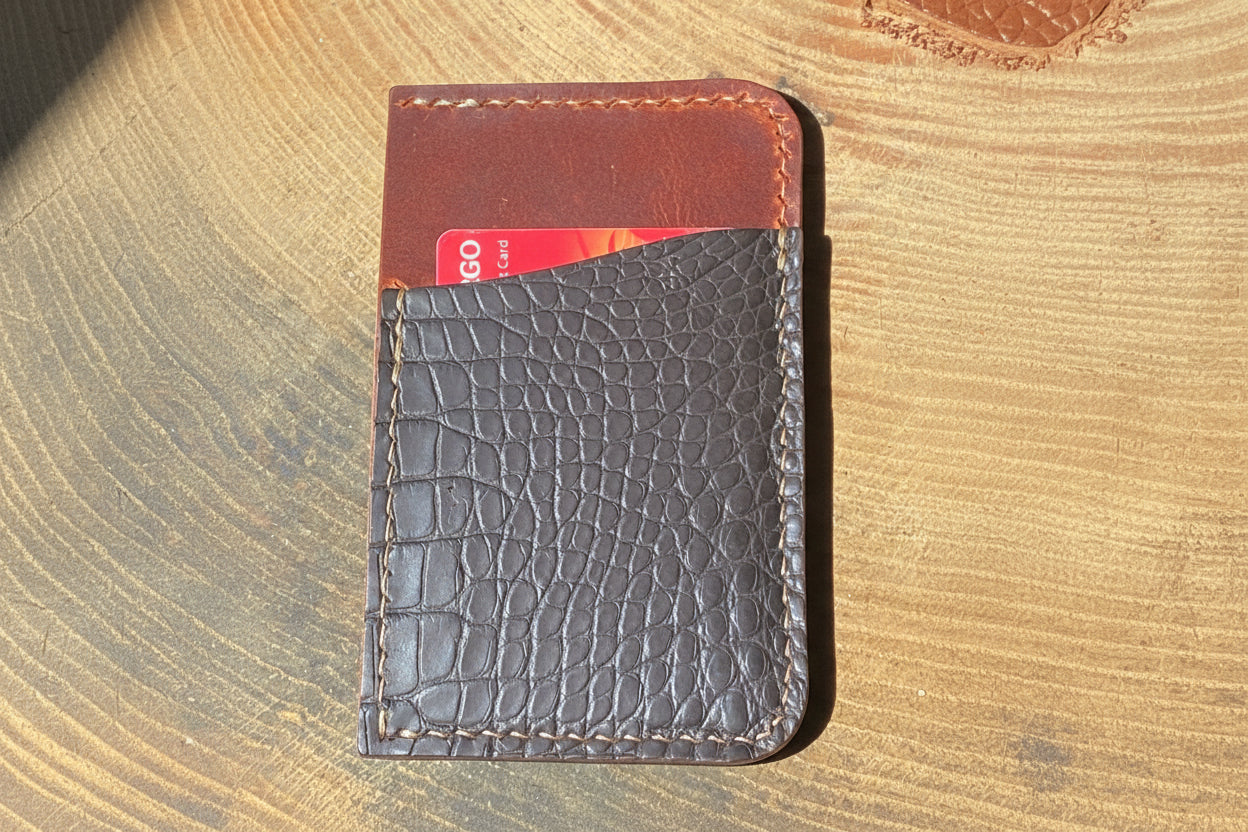 Jackdaw | Handmade Card Case | Vertical | Horween Dublin & American Alligator