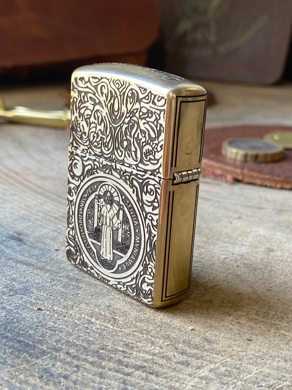 Constantine | 4 Side Engraved | Brass Armor Zippo