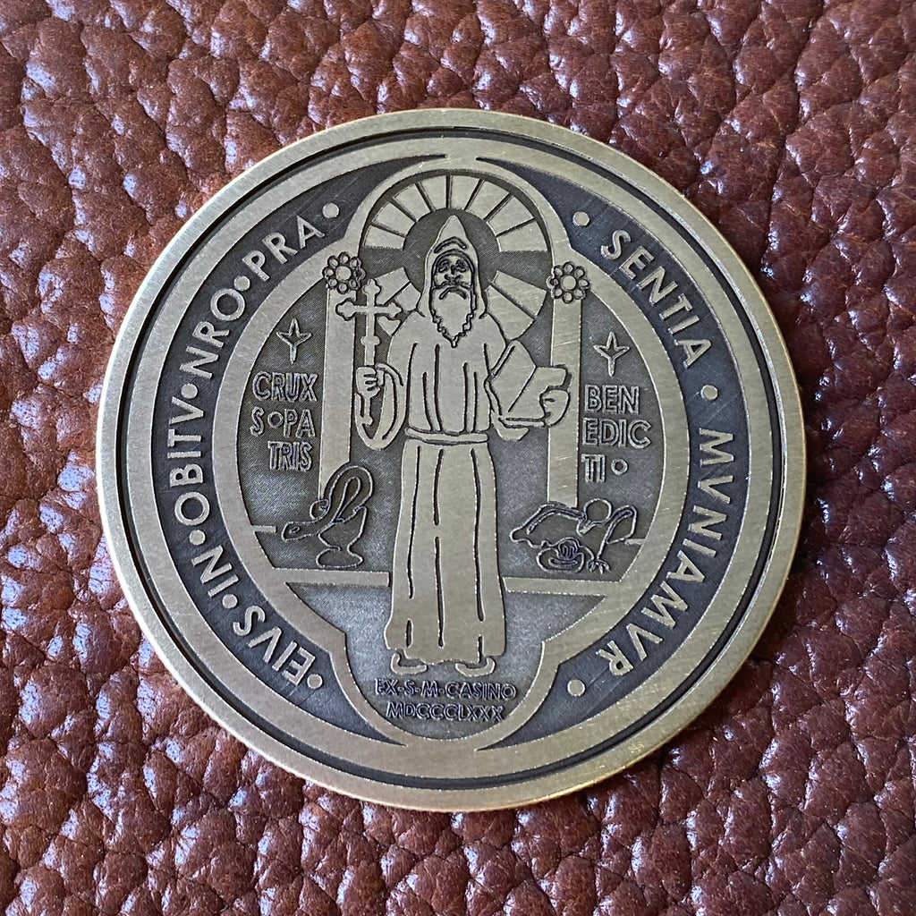 Saint Benedict Coin | Solid Brass | 50MM | Engraved in USA | Challenge Coin |