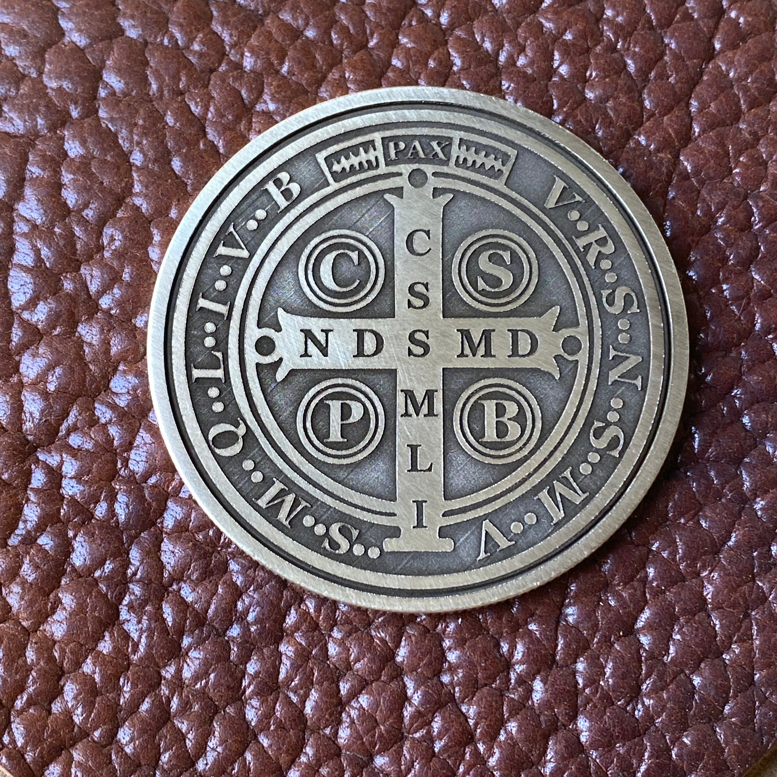 Saint Benedict Coin | Solid Brass | 50MM | Engraved in USA | Challenge Coin |