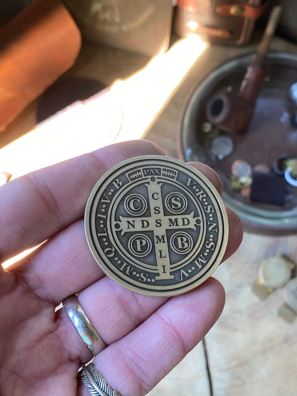 Saint Benedict Coin | Solid Brass | 50MM | Engraved in USA | Challenge Coin |