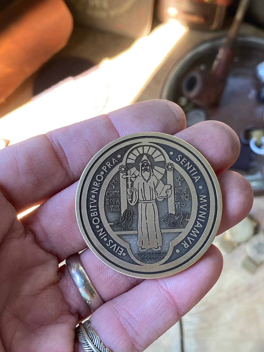 Saint Benedict Coin | Solid Brass | 50MM | Engraved in USA | Challenge Coin |