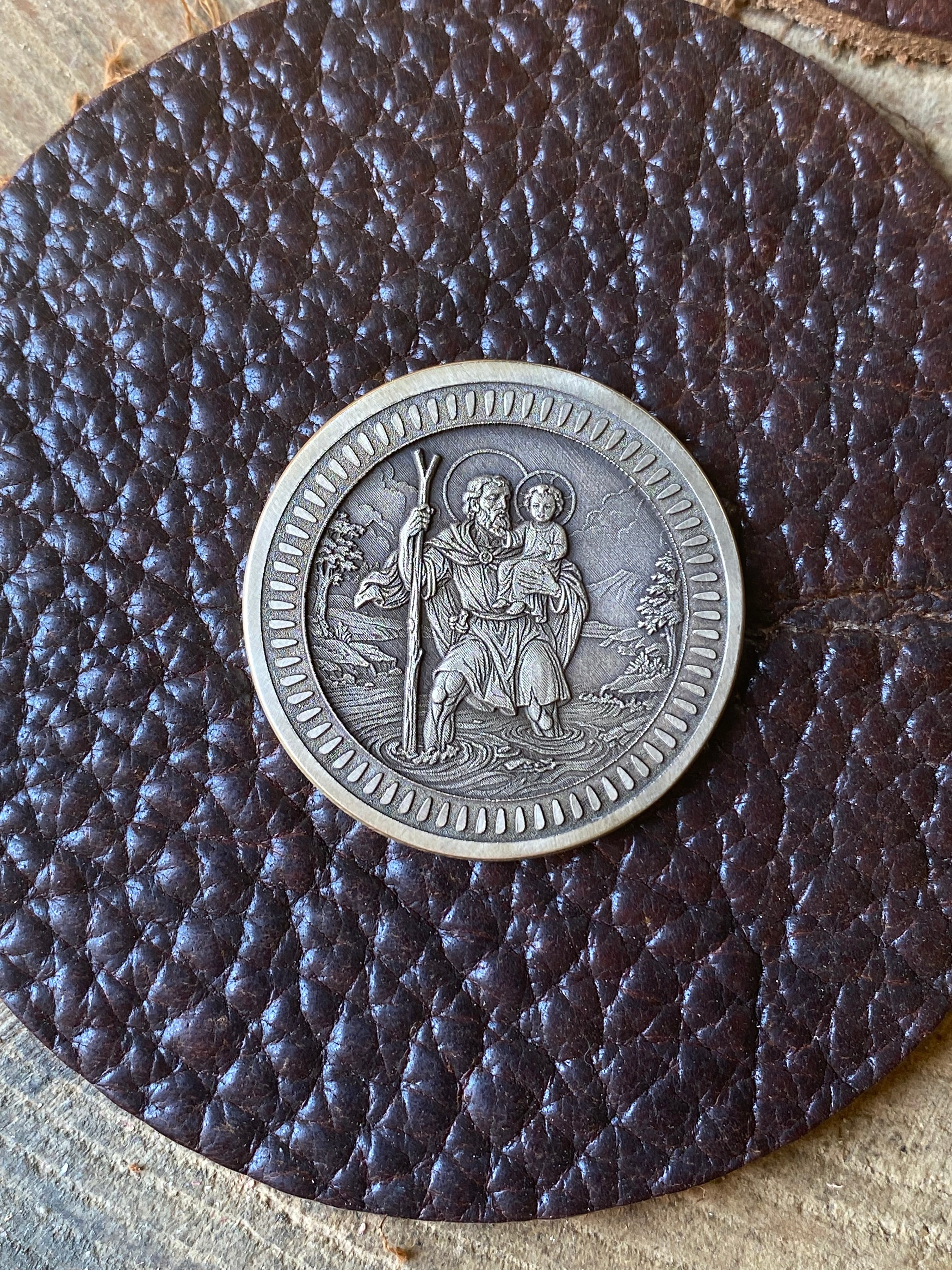 Saint Christopher | EDC Coin | Solid Brass | 40mm Pocket Token/Traveler's Protector