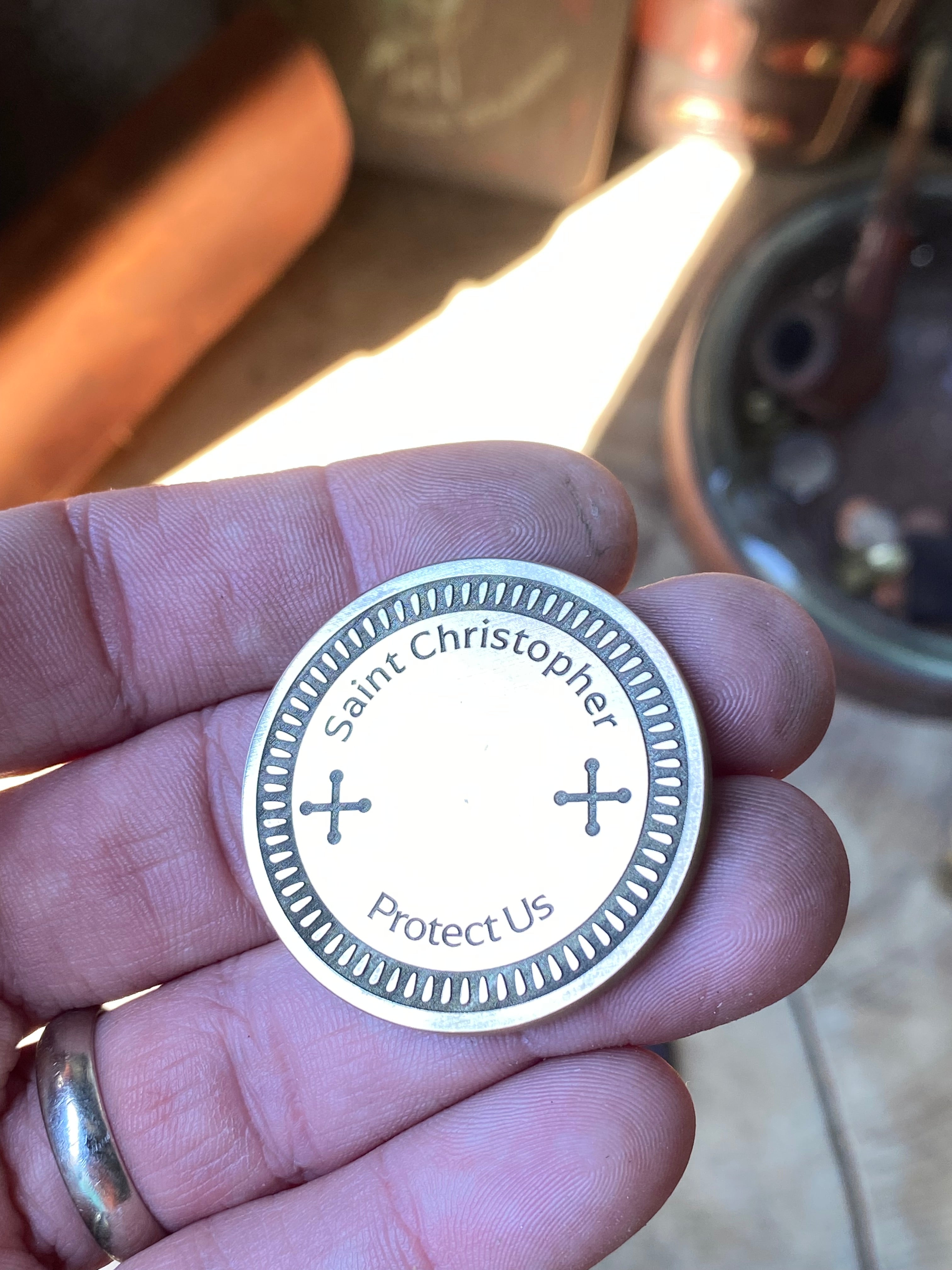Saint Christopher | EDC Coin | Solid Brass | 40mm Pocket Token/Traveler's Protector