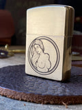 Heads & Tails | Vintage Pinup | 2 Side Engraved | Brass Armor Zippo