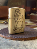 Vintage Pinup Girl | Engraved Brass Armor Zippo