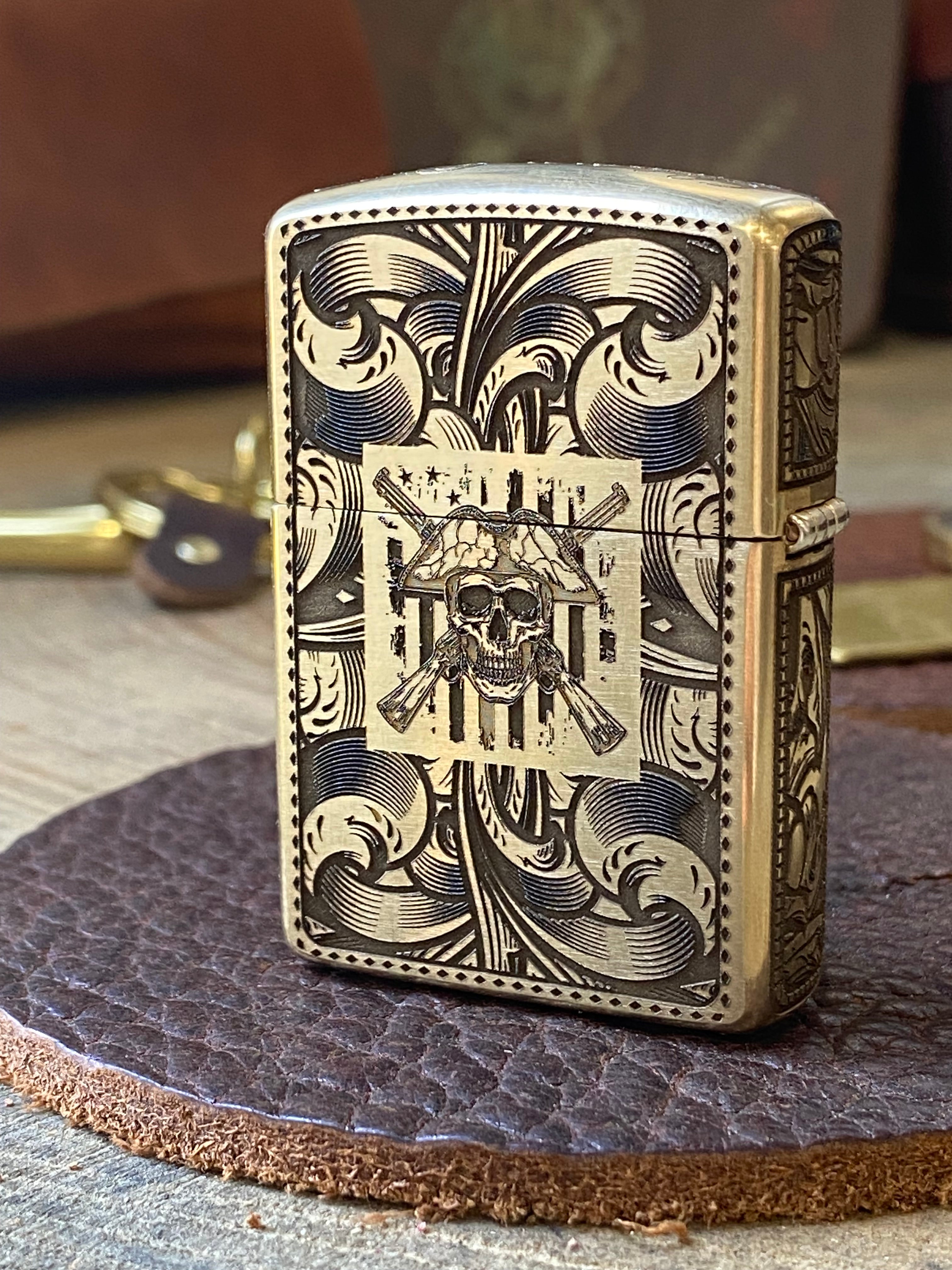 Liberty or Death | 5-Side Engraved | Brass Armor Zippo