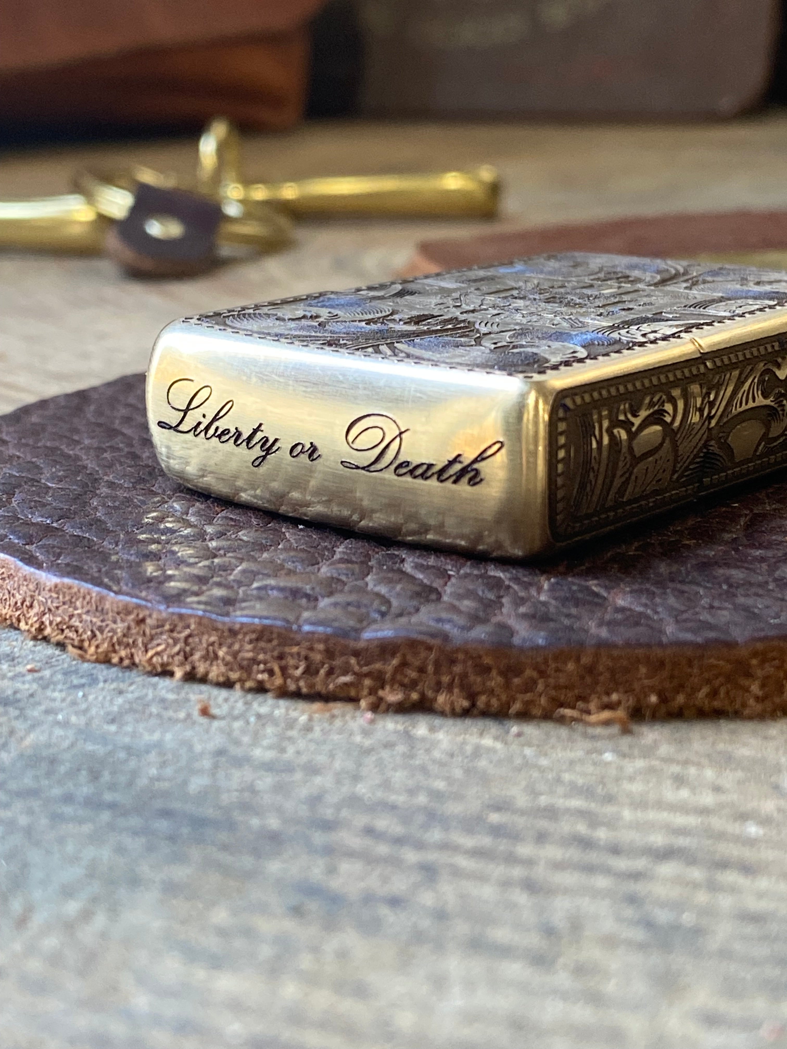 Liberty or Death | 5-Side Engraved | Brass Armor Zippo