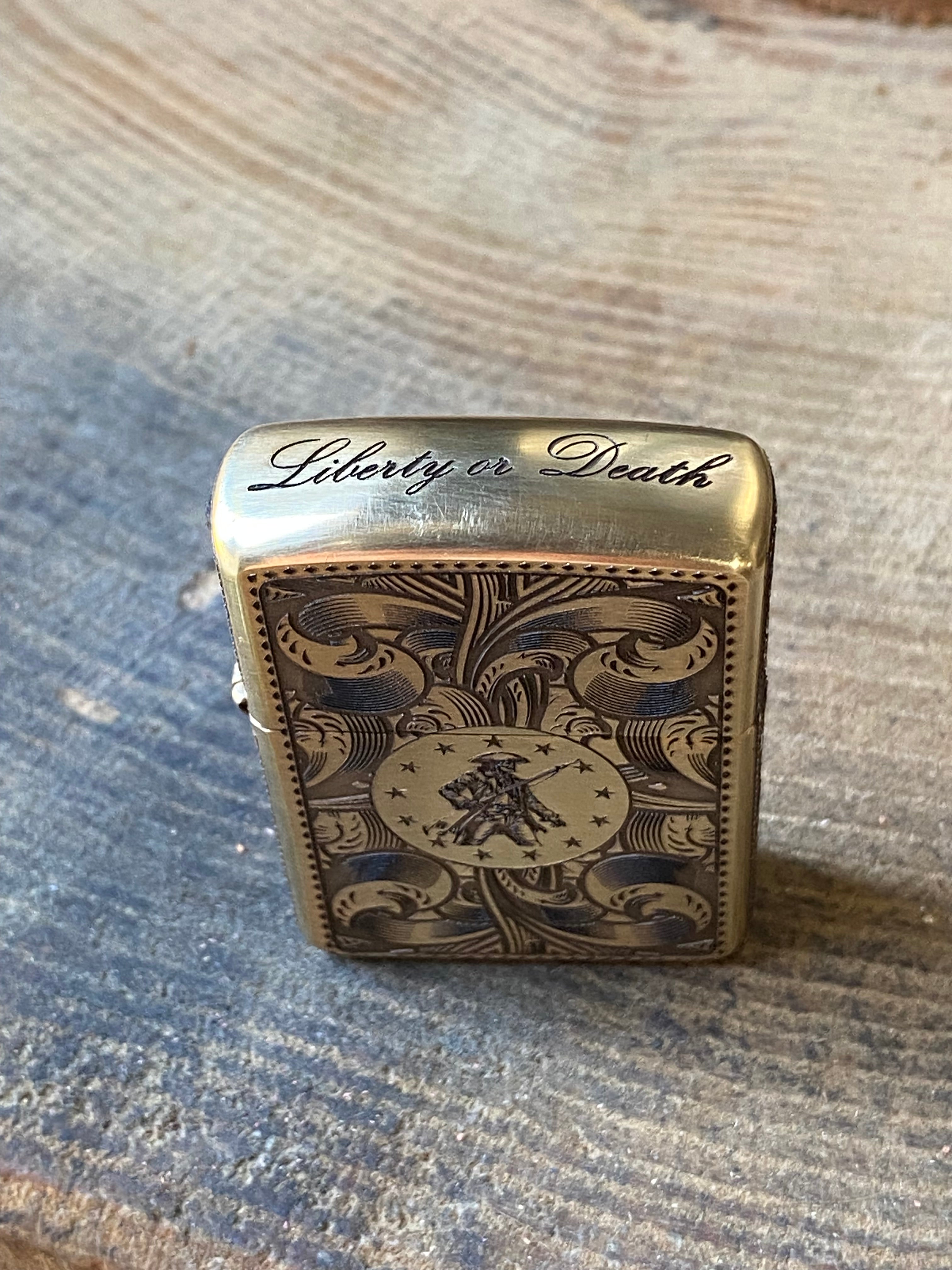 Liberty or Death | 5-Side Engraved | Brass Armor Zippo
