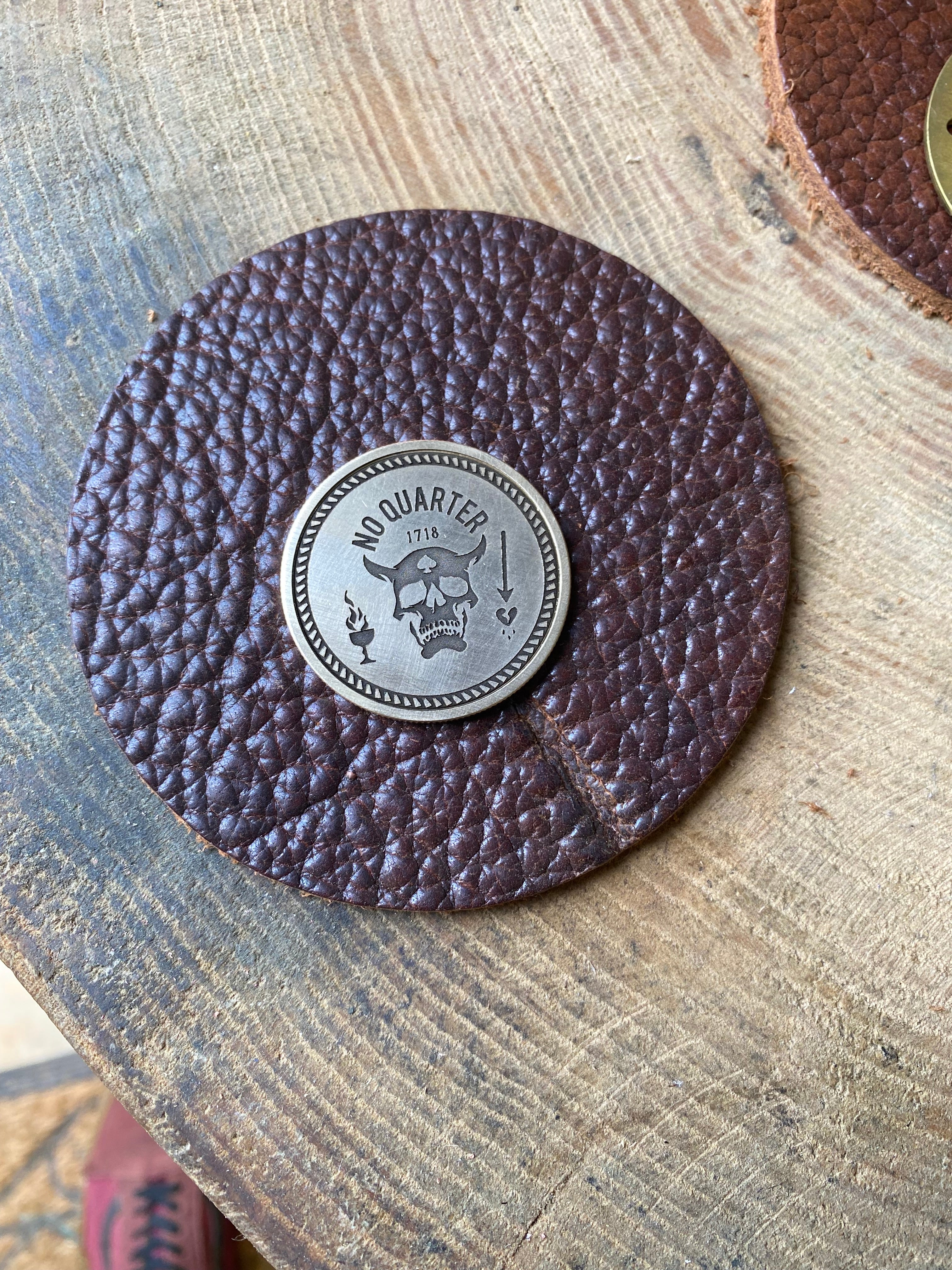 Blackbeard’s Flag EDC Coin | Solid Brass 40mm Challenge Token | Jolly Roger