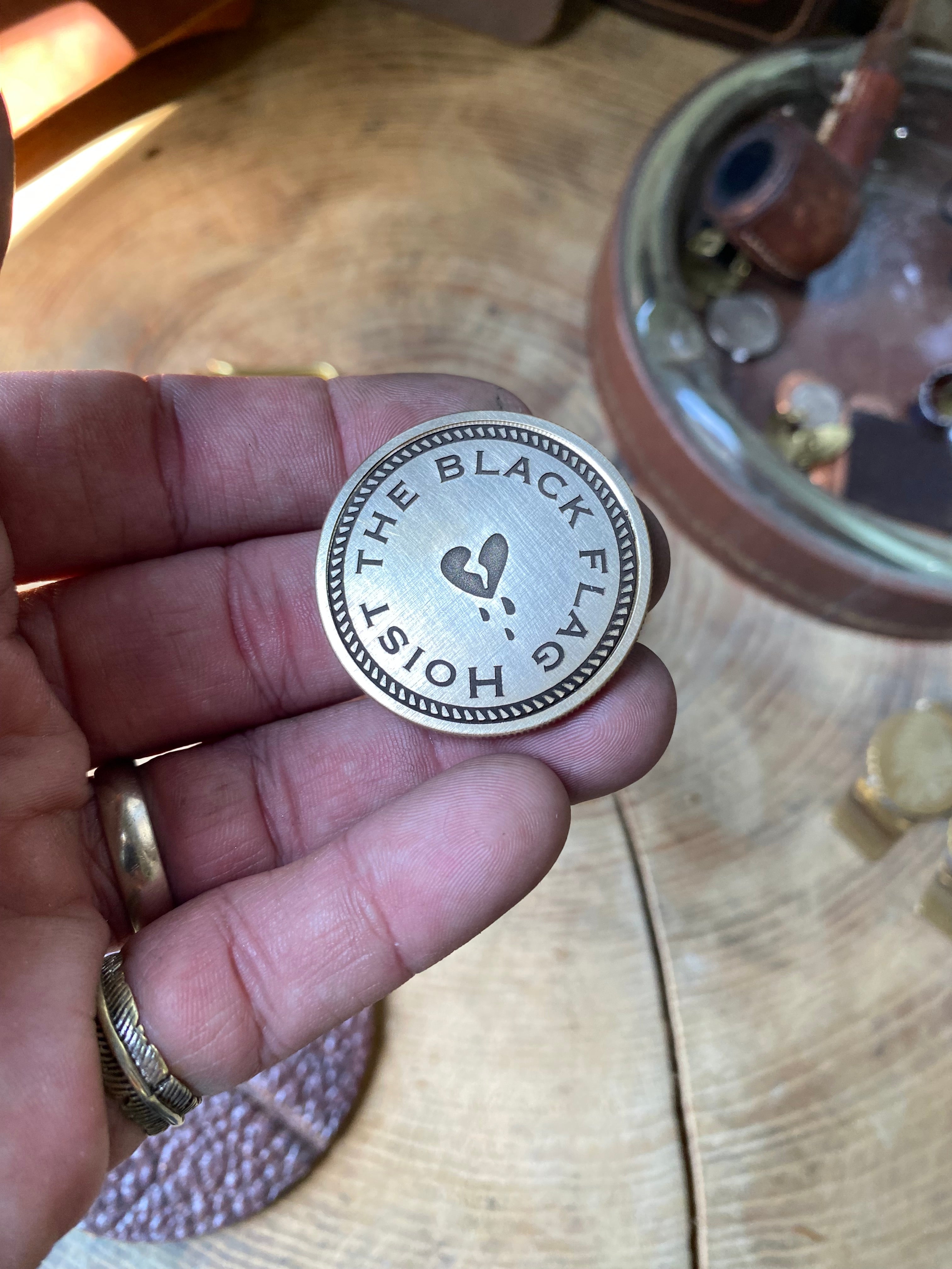Blackbeard’s Flag EDC Coin | Solid Brass 40mm Challenge Token | Jolly Roger