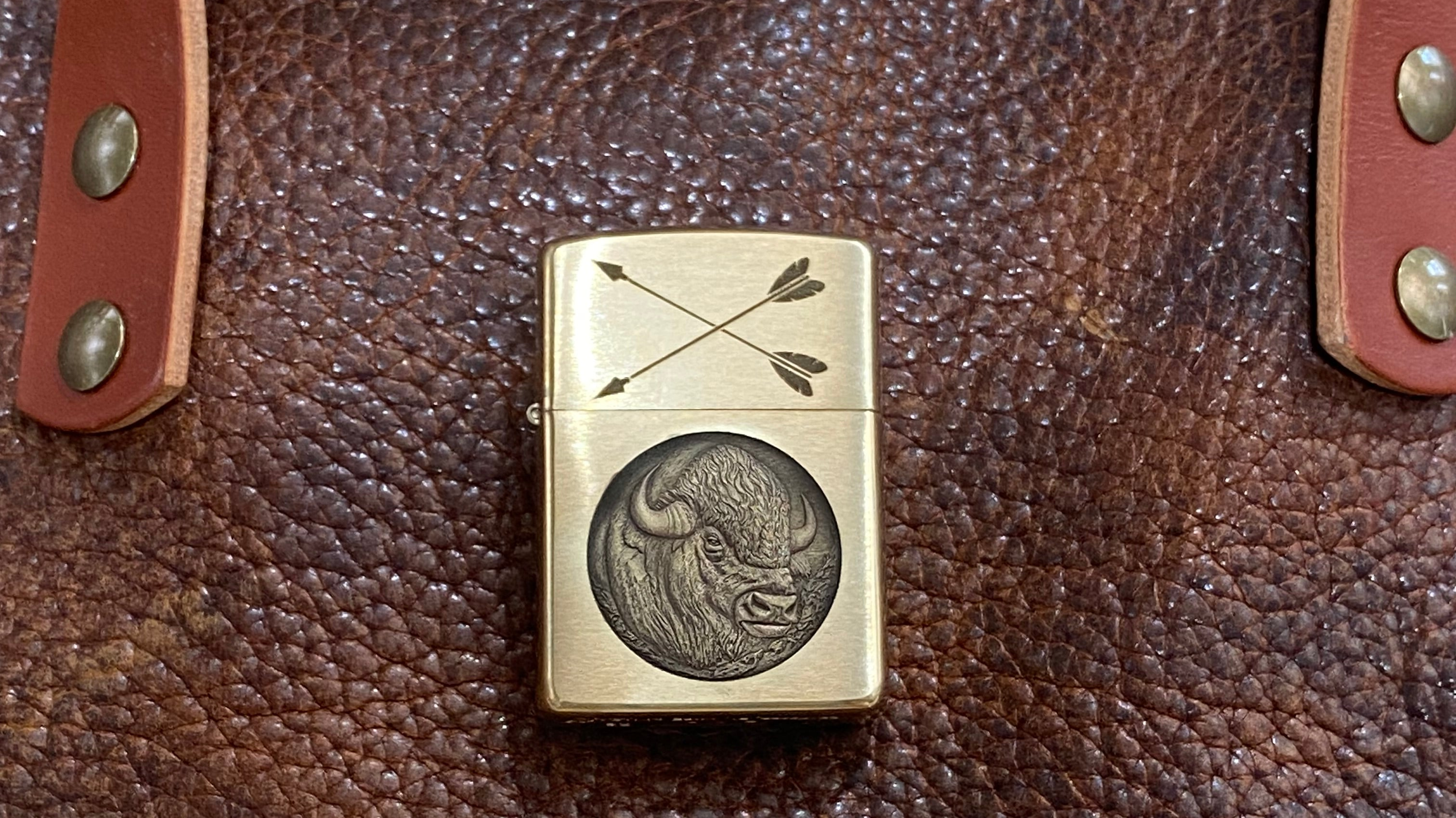 3D Bison Bust | Brass Armor Zippo