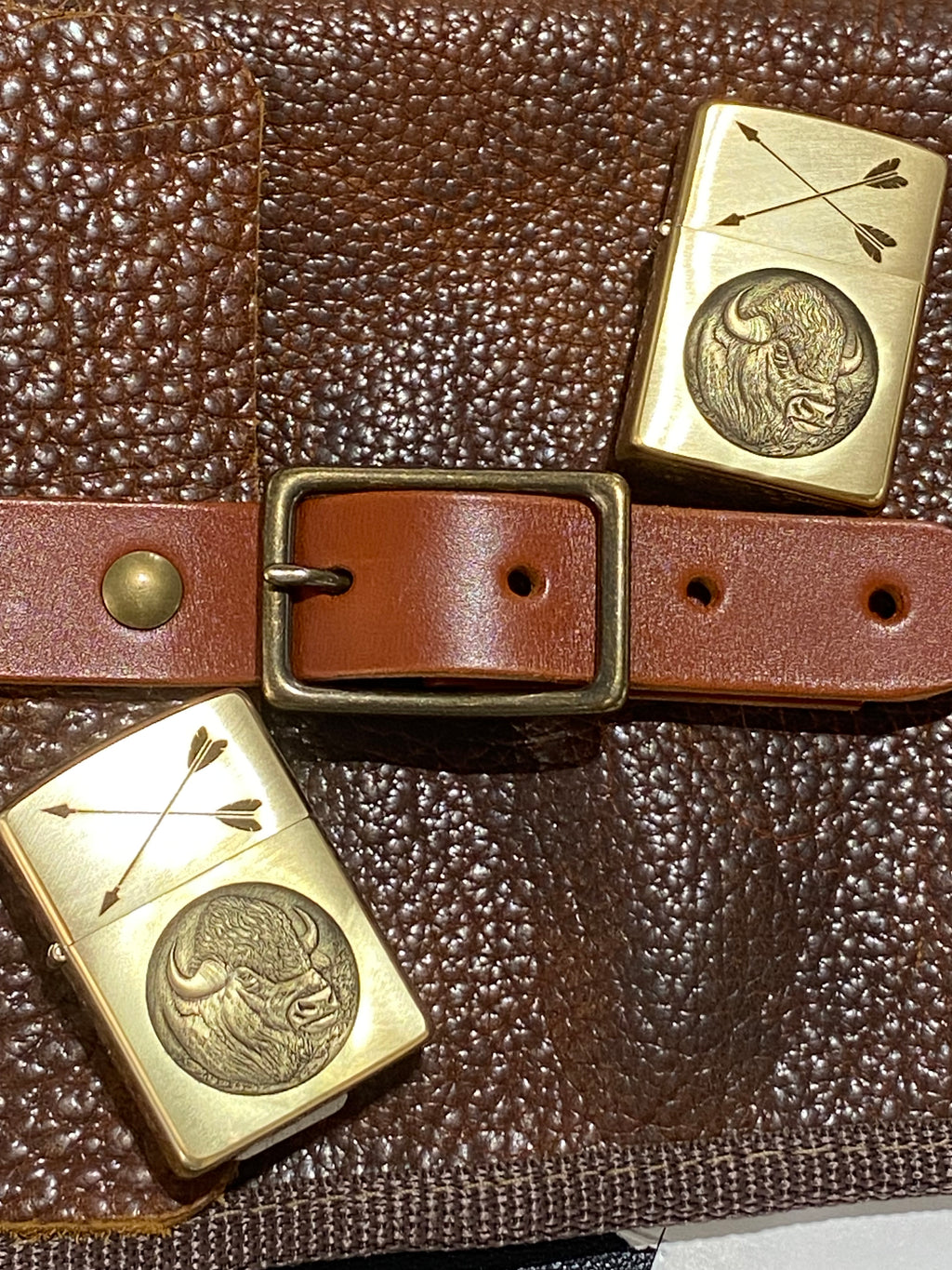 3D Bison Bust | Brass Armor Zippo