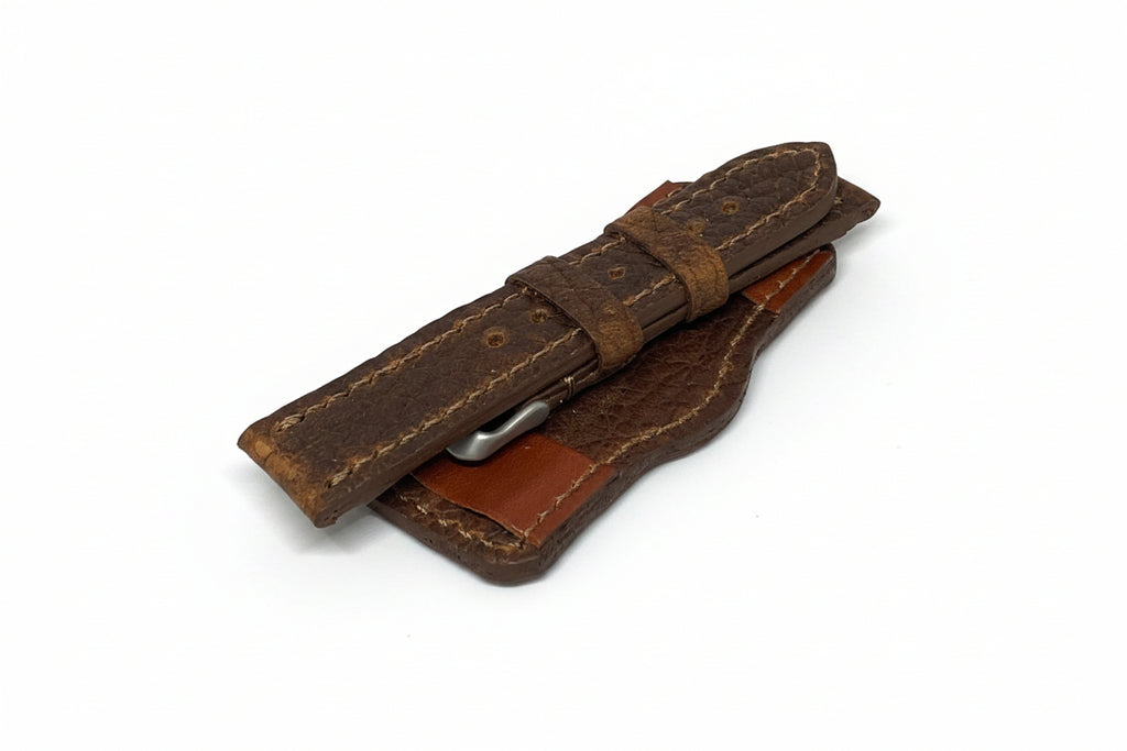 Defcon Aviator Bund Strap | American Shrunken Bison & English Bridal |