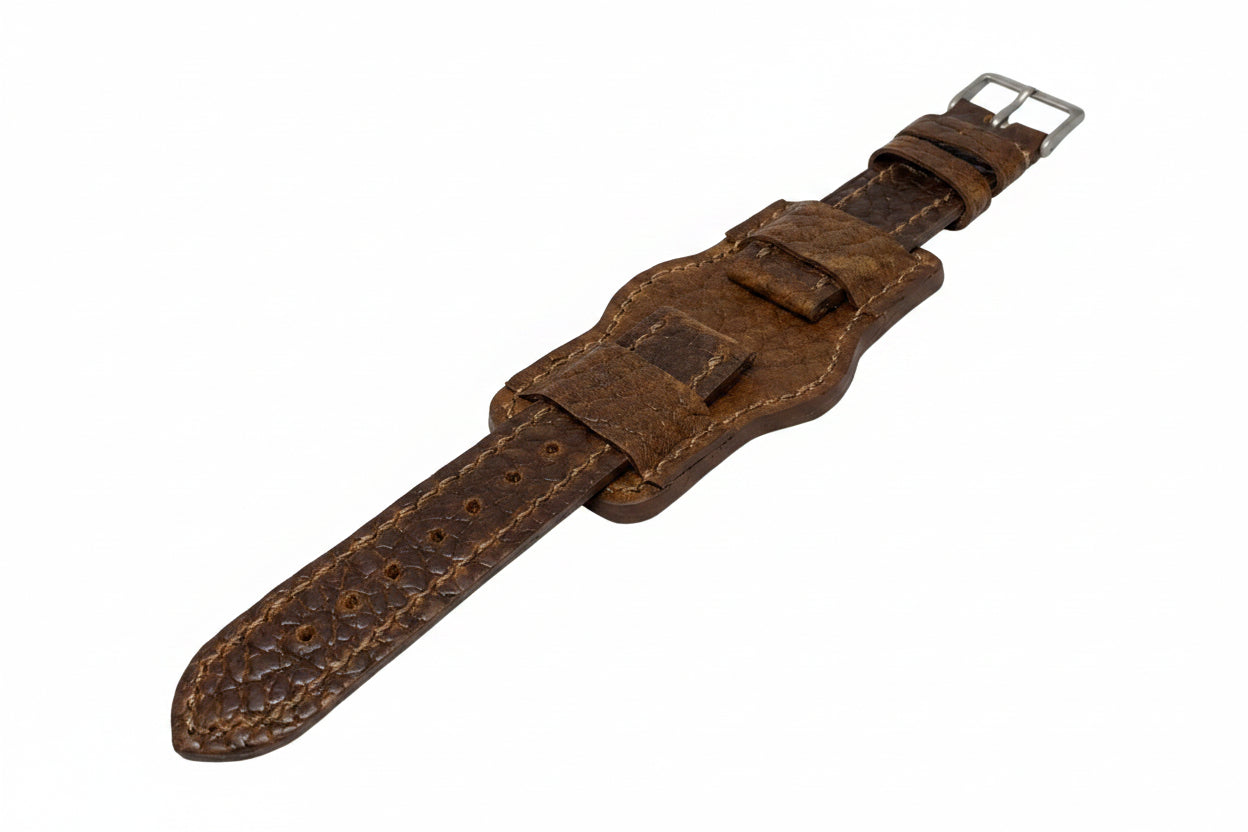 Defcon Aviator Bund Strap | American Shrunken Bison | Bourbon