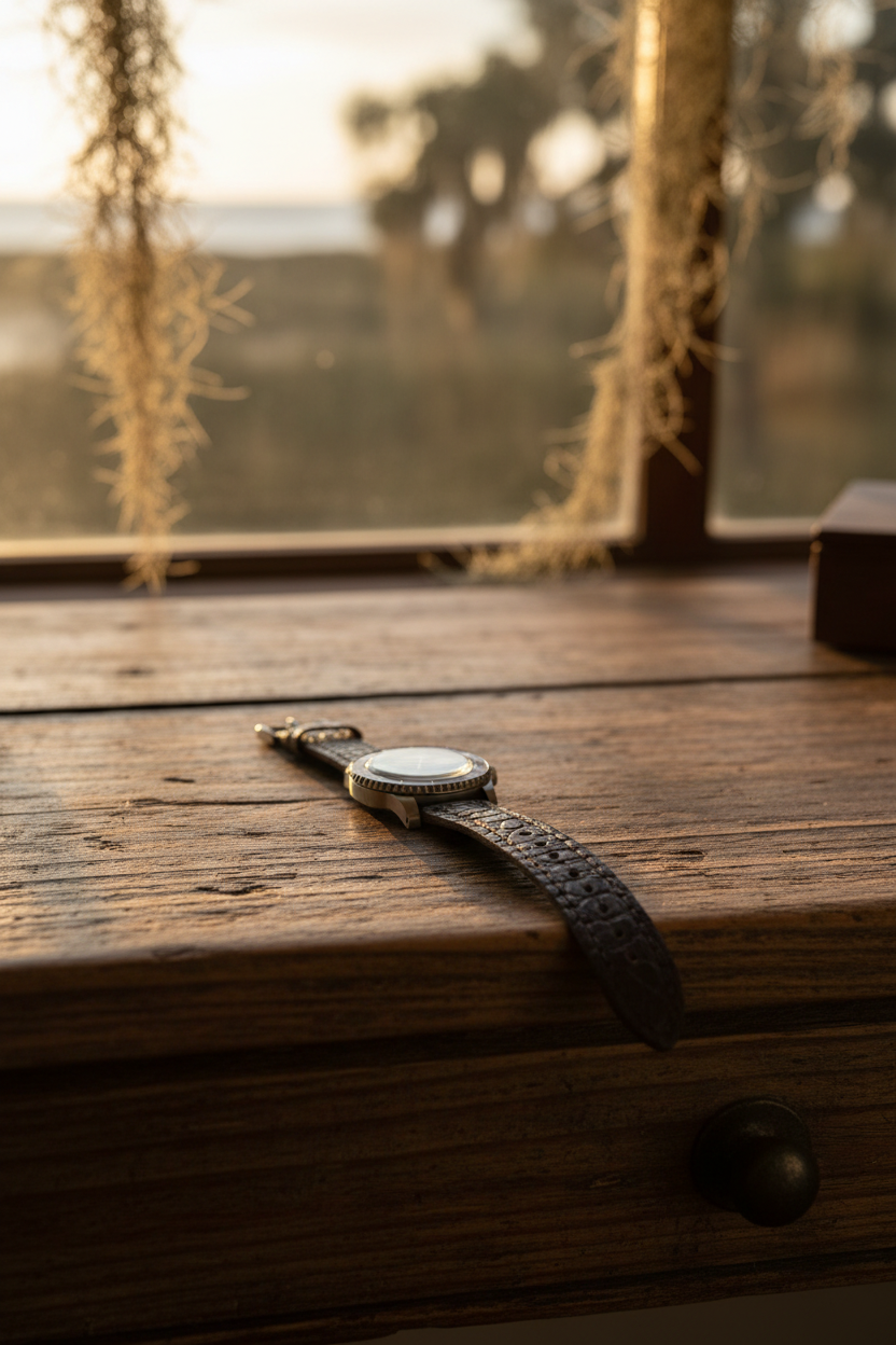 Pickens Watch Strap | American Alligator | Tobacco Stripe