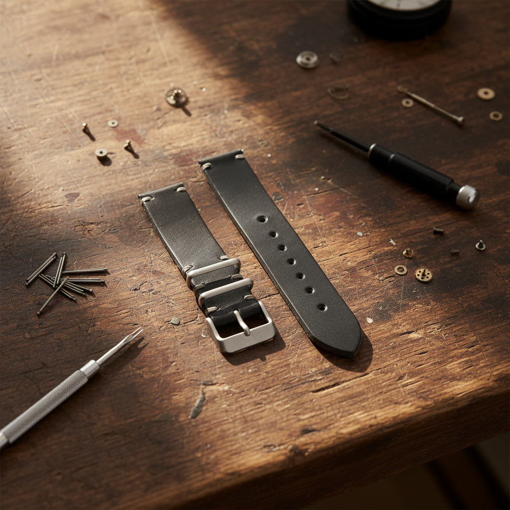 Defcon Trench Issue Watch Strap | Horween Chromexcel| Black