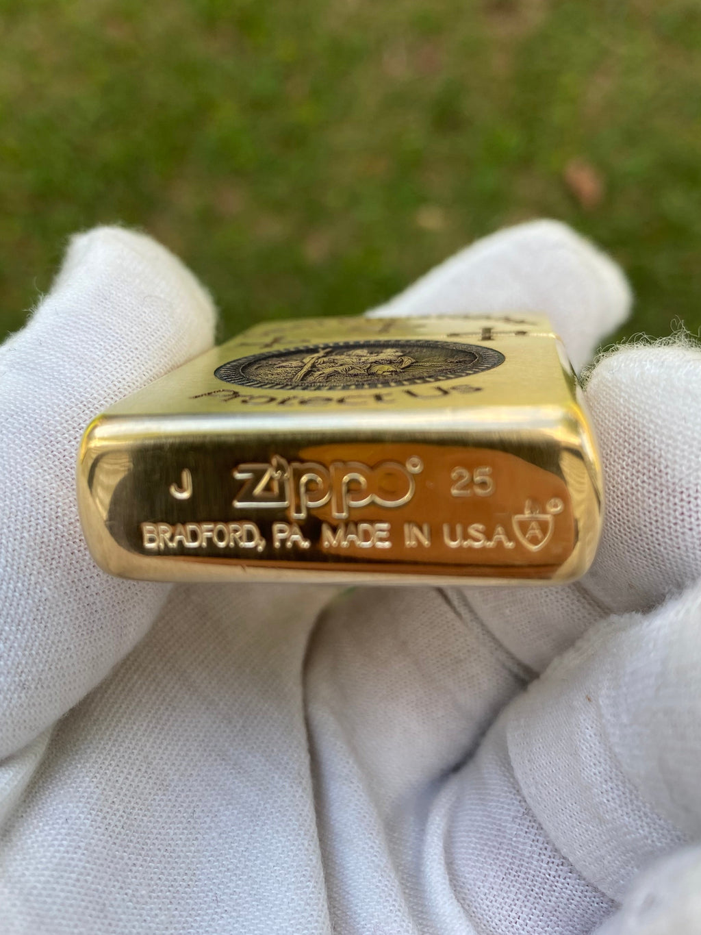 Saint Christopher | Protect Us | Brass Armor Zippo