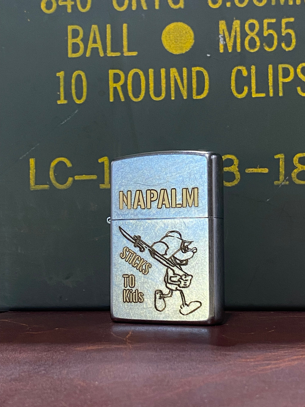 Napalm Sticks to Kids Zippo Lighter Vietnam War Replica | Stainless Chrome | USA