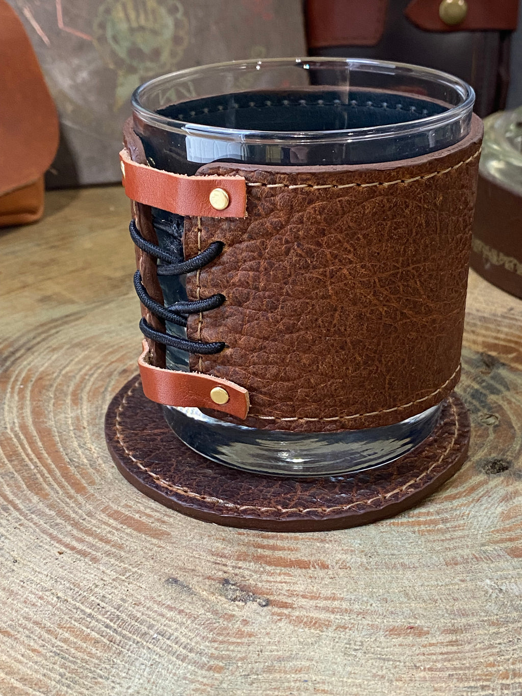 Dark Corner| Rocks Glass Wrap Set | American Shrunken Bison | Bourbon