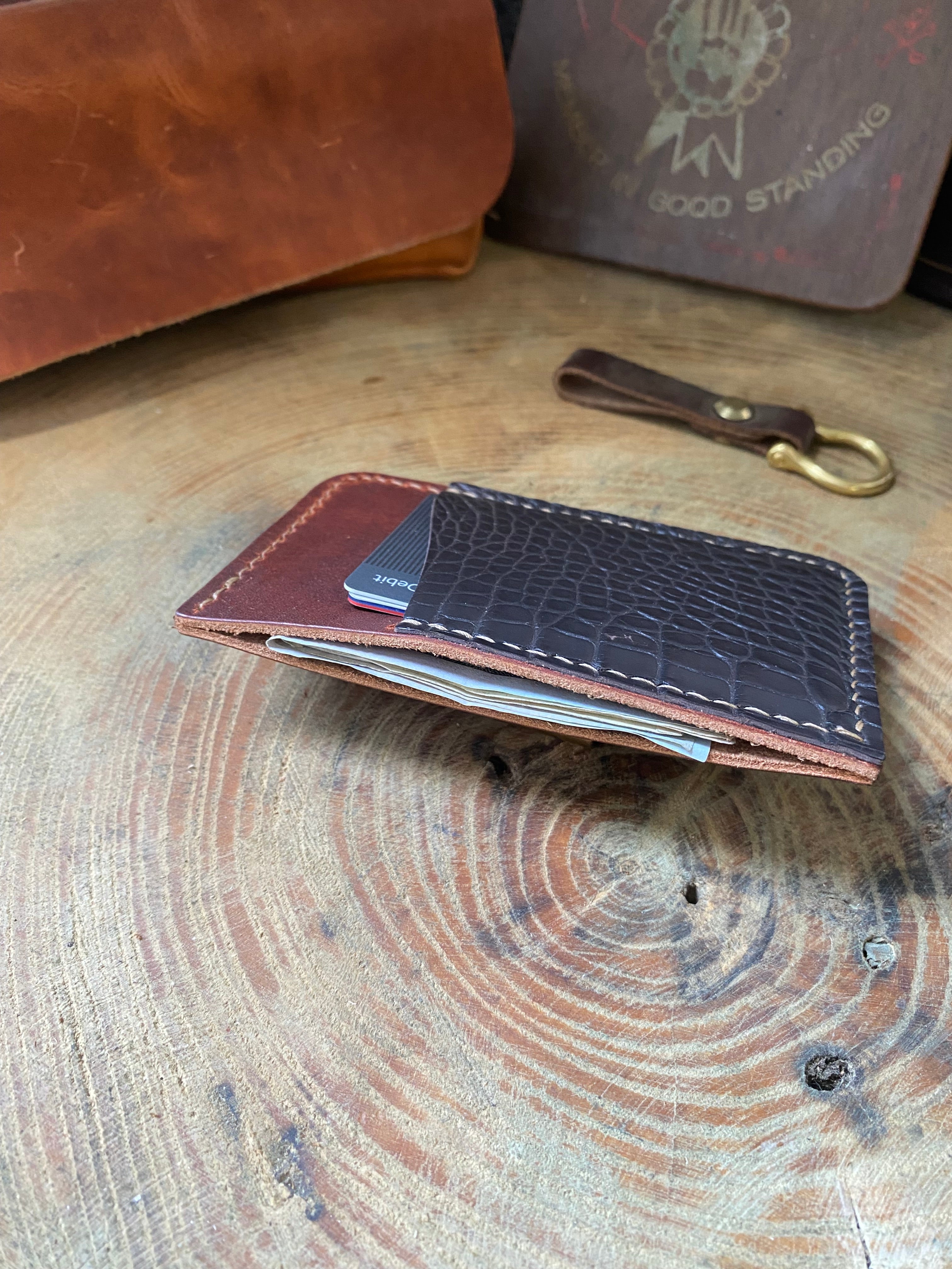 Jackdaw | Handmade Card Case | Vertical | Horween Dublin & American Alligator