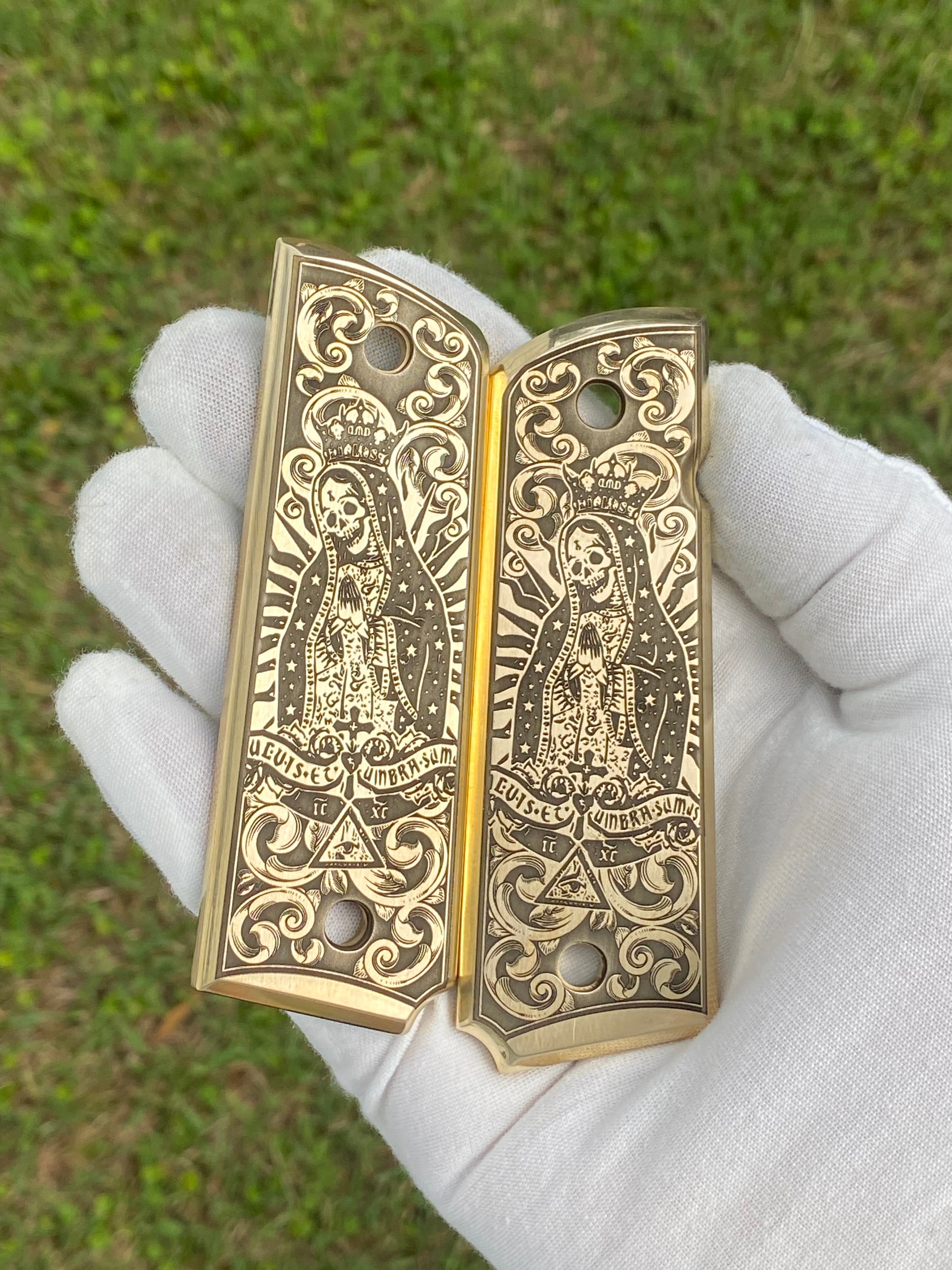 Santa Muerte | 1911 Full Size Grips | Brass | Made in USA