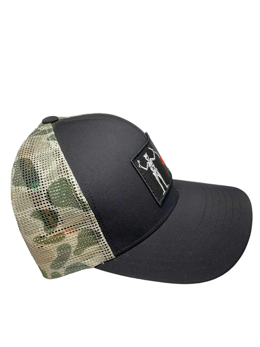 Blackbeard's Flag Patch Hat | Sobro Waterwood Black/Duck Camo | Tactical Trucker Hat