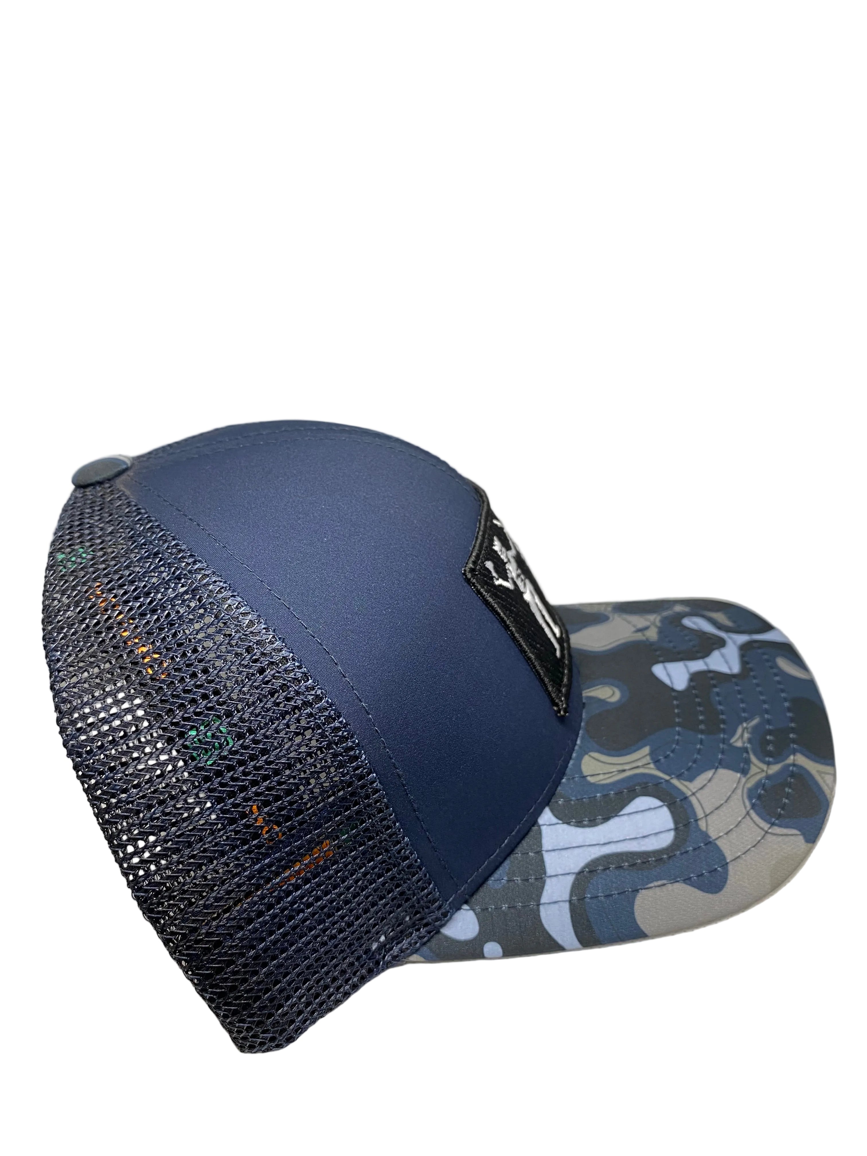 Blackbeard's Flag Patch Hat | Sobro Waterwood Navy Blue/Camo | Tactical Trucker Hat