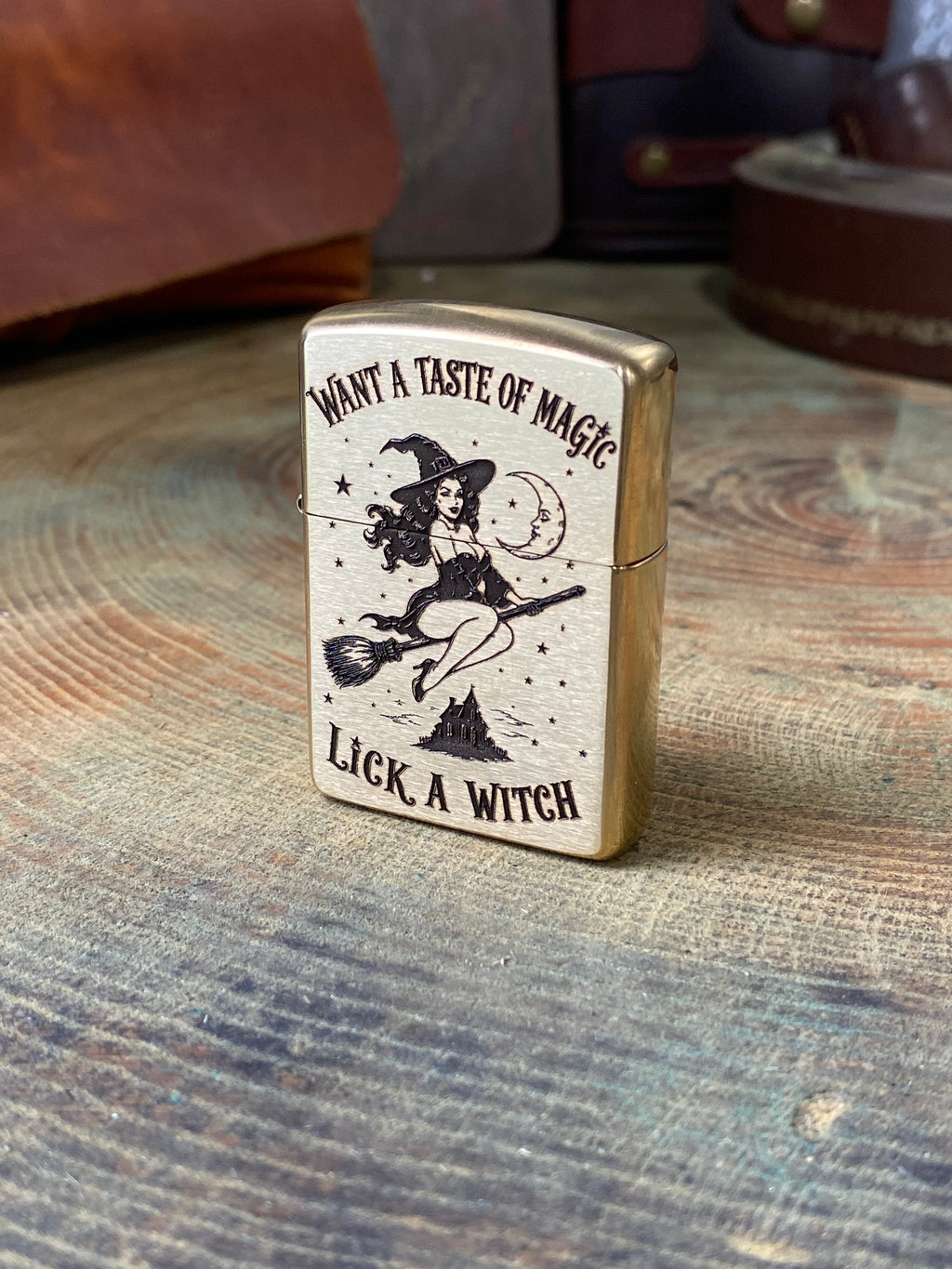 Lick a Witch | Halloween Pinup | Brass Armor Zippo