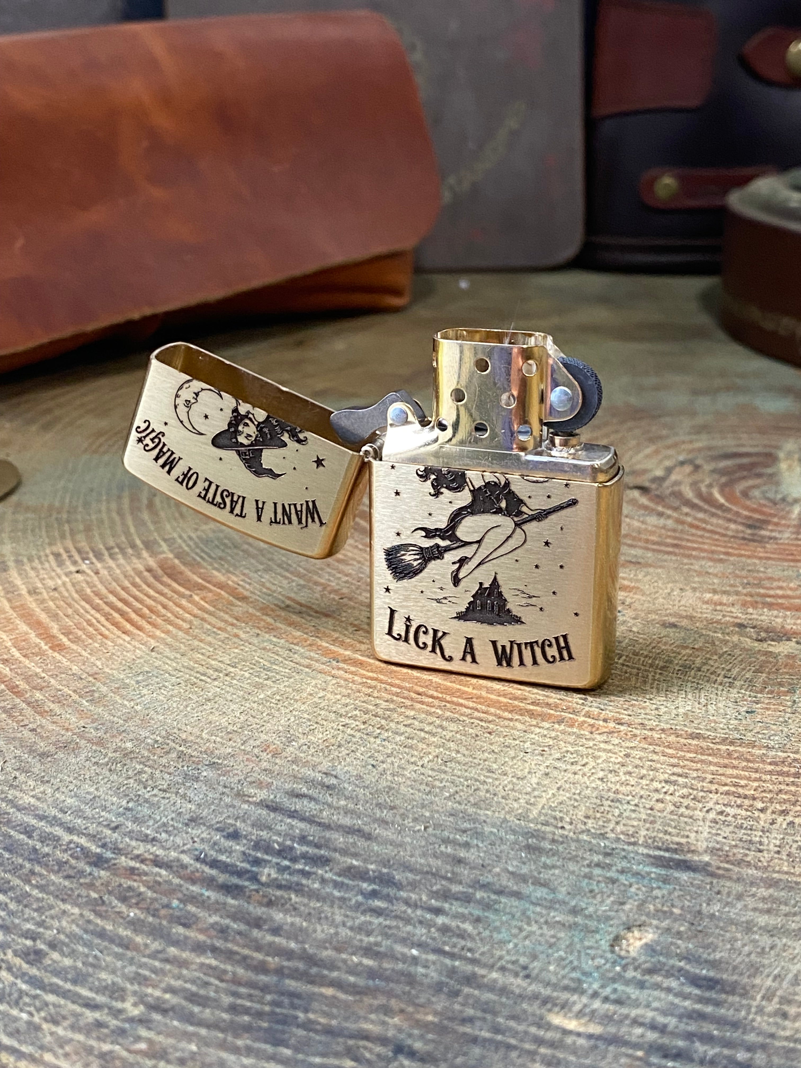 Lick a Witch | Halloween Pinup | Brass Armor Zippo