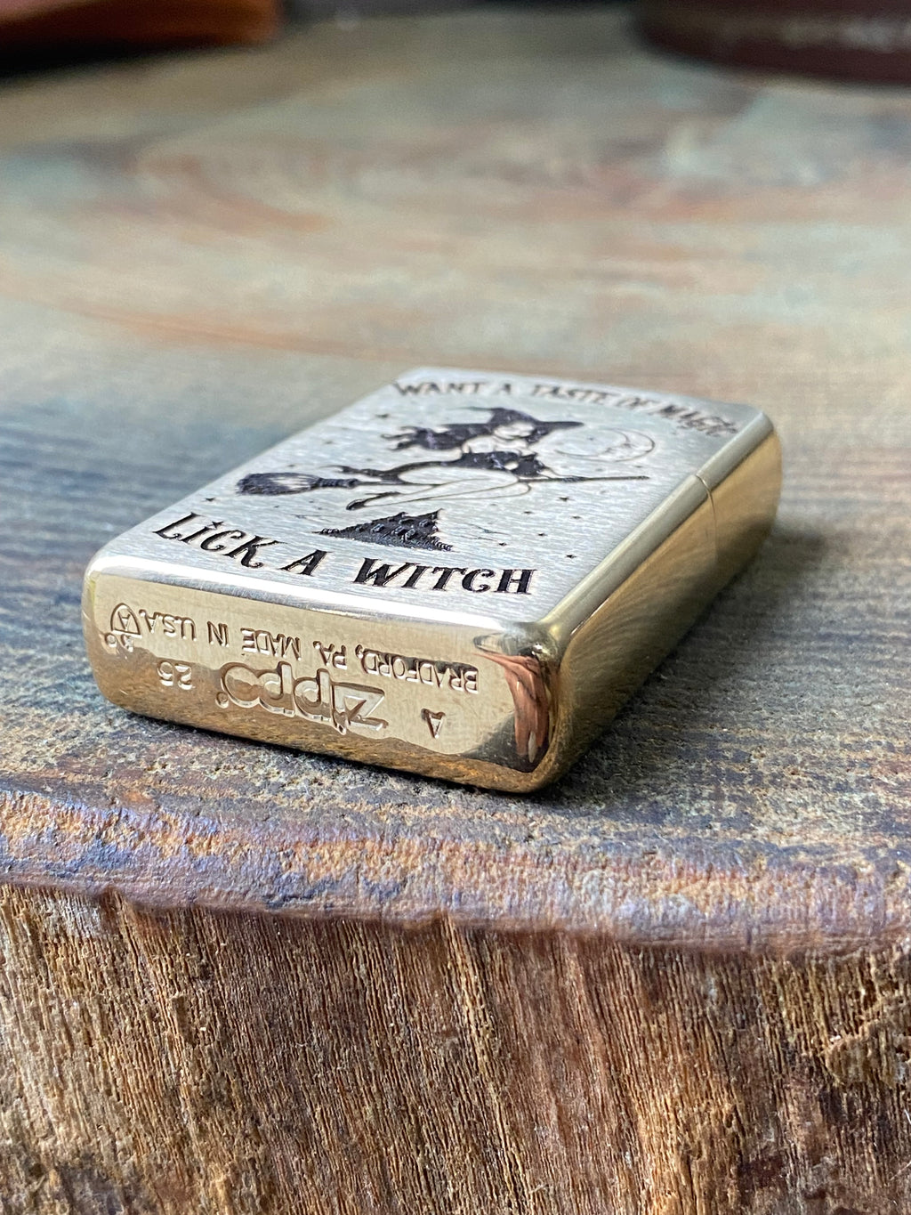 Lick a Witch | Halloween Pinup | Brass Armor Zippo