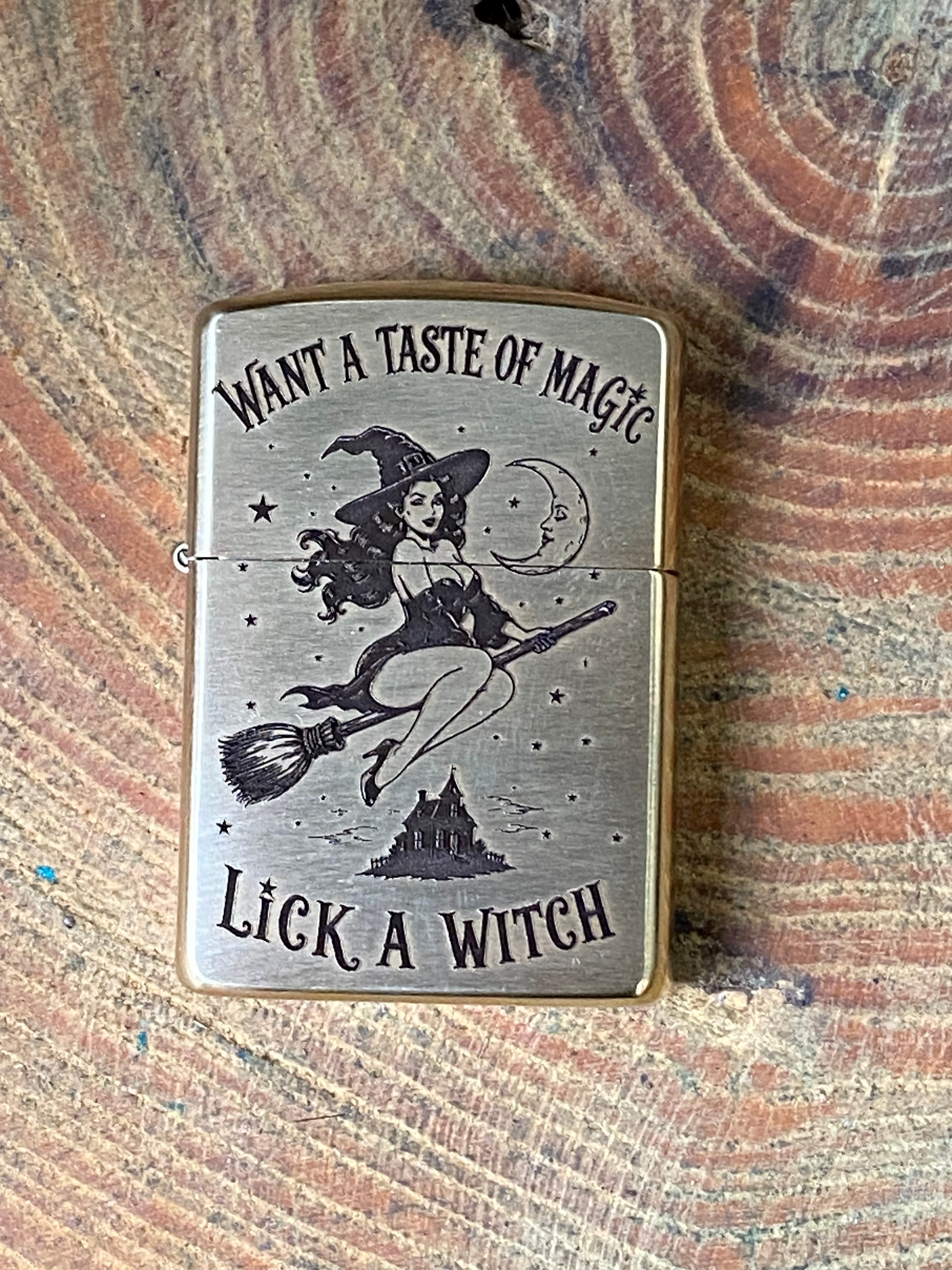 Lick a Witch | Halloween Pinup | Brass Armor Zippo