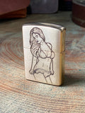 Vintage Pinup Girl | Bikini | Engraved Brass Armor Zippo