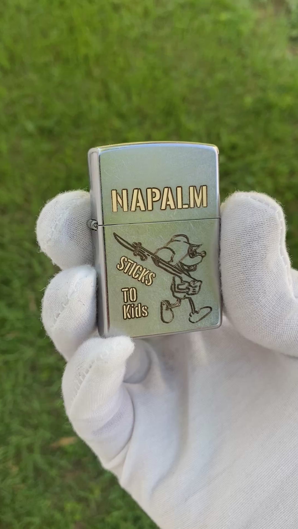 Napalm Sticks to Kids Zippo Lighter Vietnam War Replica | Stainless Chrome | USA