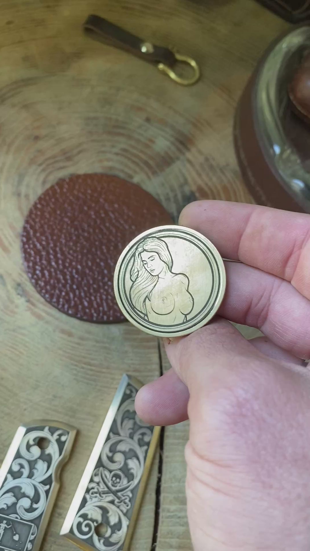 Heads & Tails Vintage Pinup | Solid Brass | 40MM | Engraved in USA | Challenge Coin |