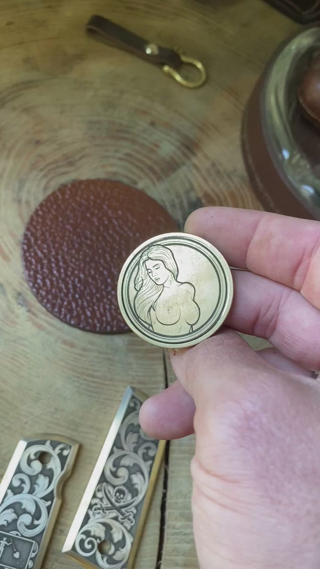 Heads & Tails Vintage Pinup | Solid Brass | 40MM | Engraved in USA | Challenge Coin |